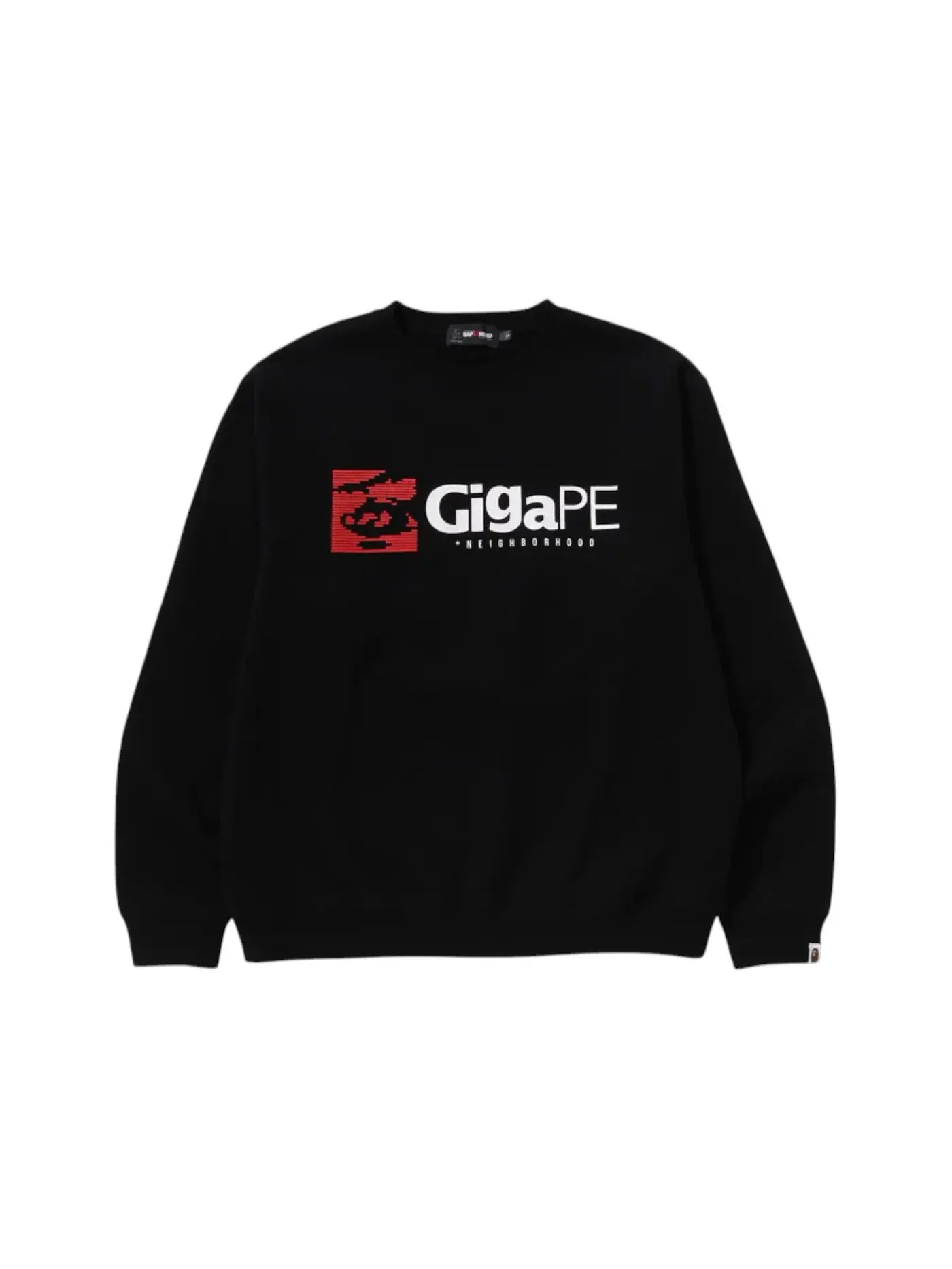 Мужской свитшот с принтом BAPE x Neighborhood Gigape Crewneck — изображение 1 из 1, черный