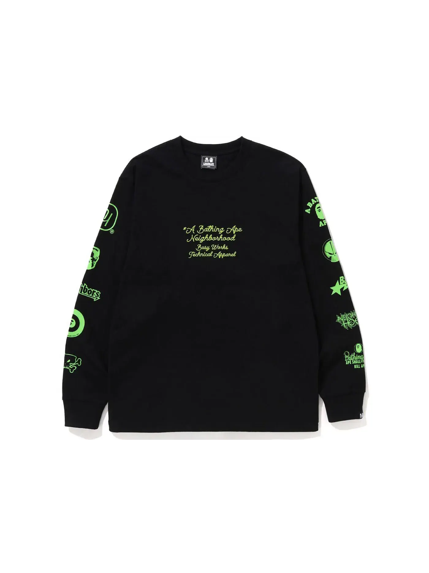 Мужская футболка с длинным рукавом BAPE x Neighborhood L/S Tee — изображение 1 из 1, черный