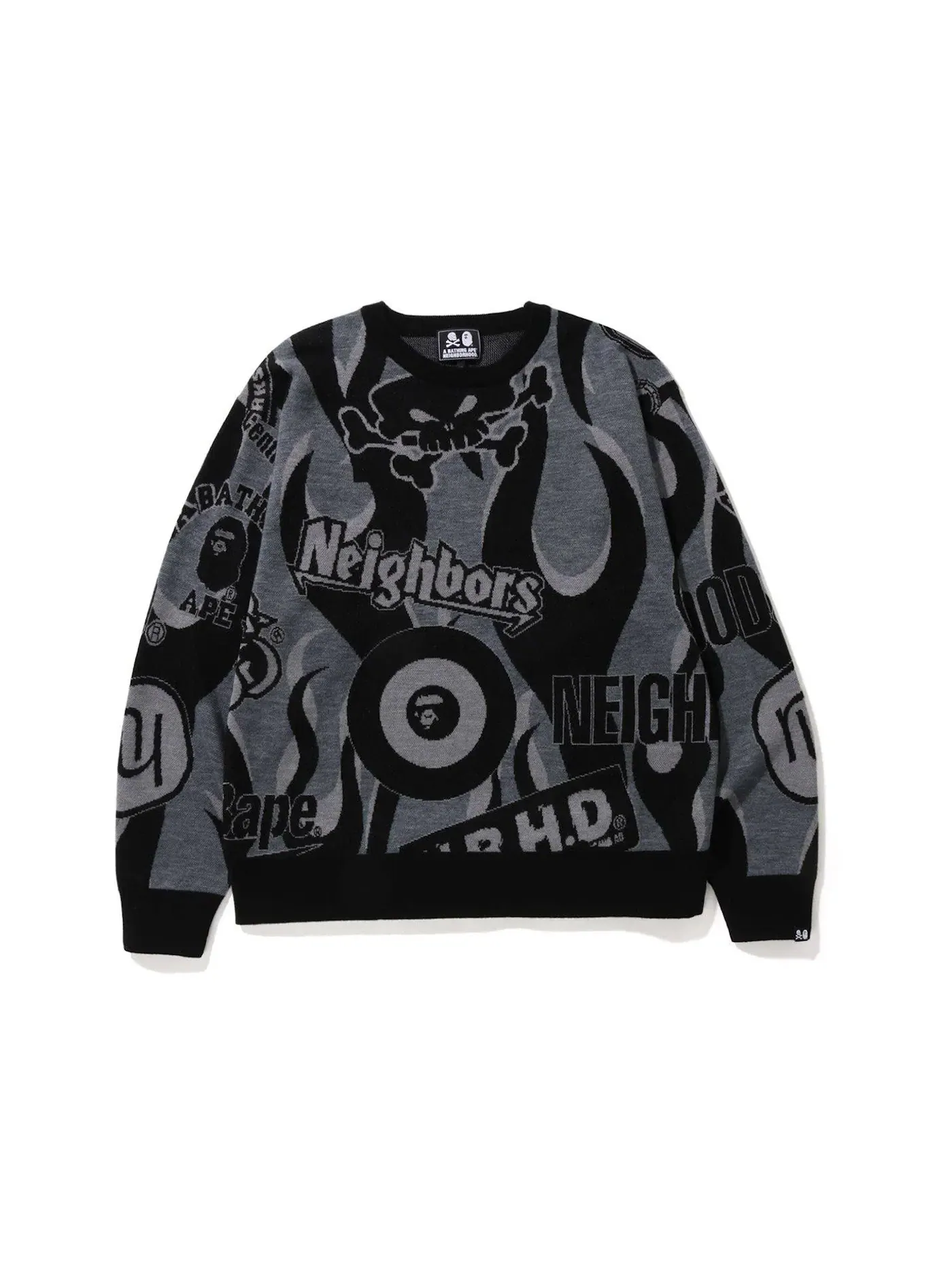 Мужской свитер свободного кроя BAPE x Neighborhood Relaxed Fit Knit Sweater — изображение 1 из 2, черный