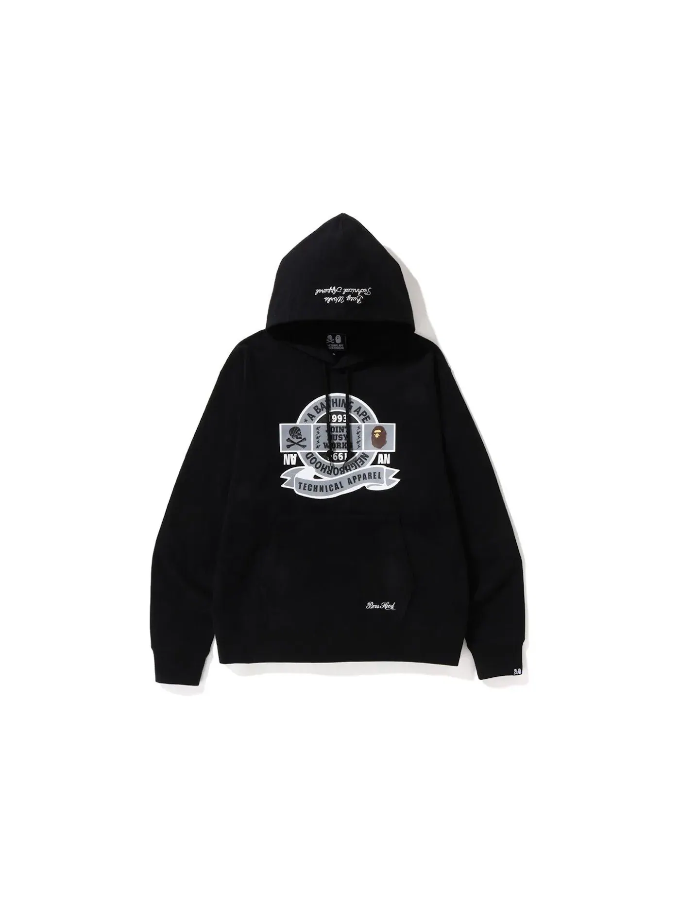 Мужской худи свободного кроя с принтом BAPE x Neighborhood Hoodie BAPE — изображение 1 из 2, черный