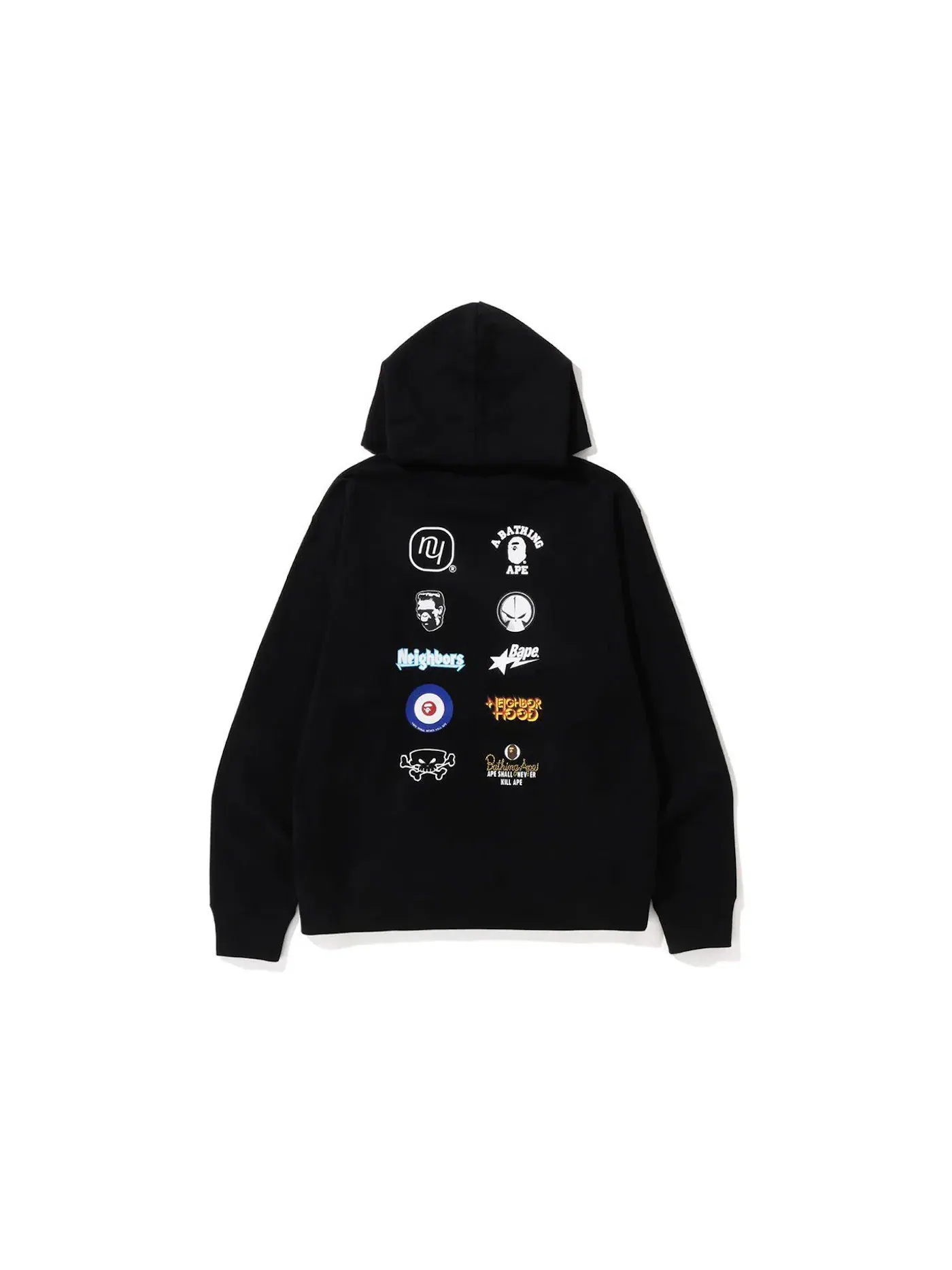 Мужской худи свободного кроя с принтом BAPE x Neighborhood Hoodie BAPE — изображение 2 из 2, черный