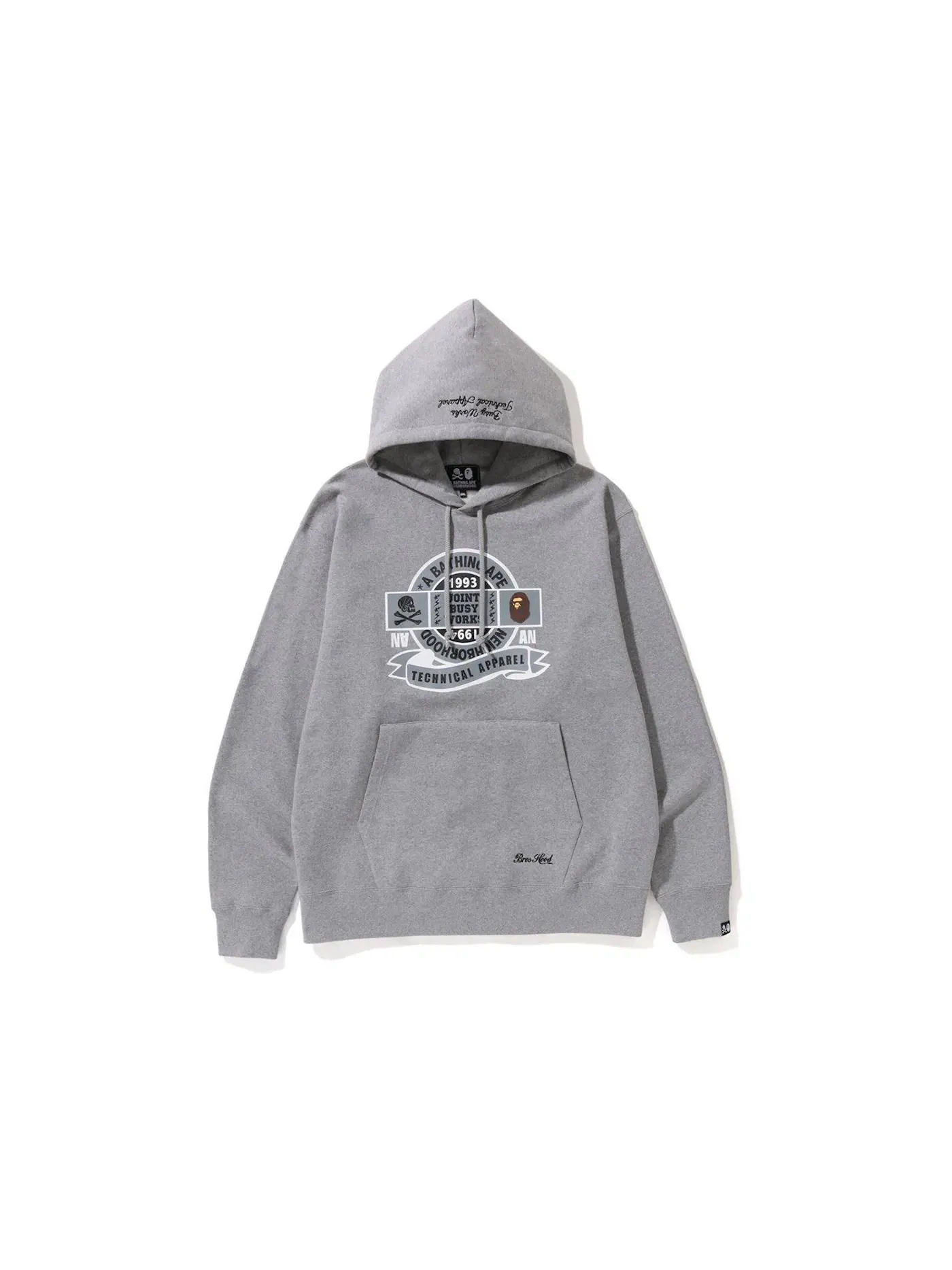 Мужской пуловер свободного кроя BAPE x Neighborhood Hoodie — изображение 1 из 2, серый