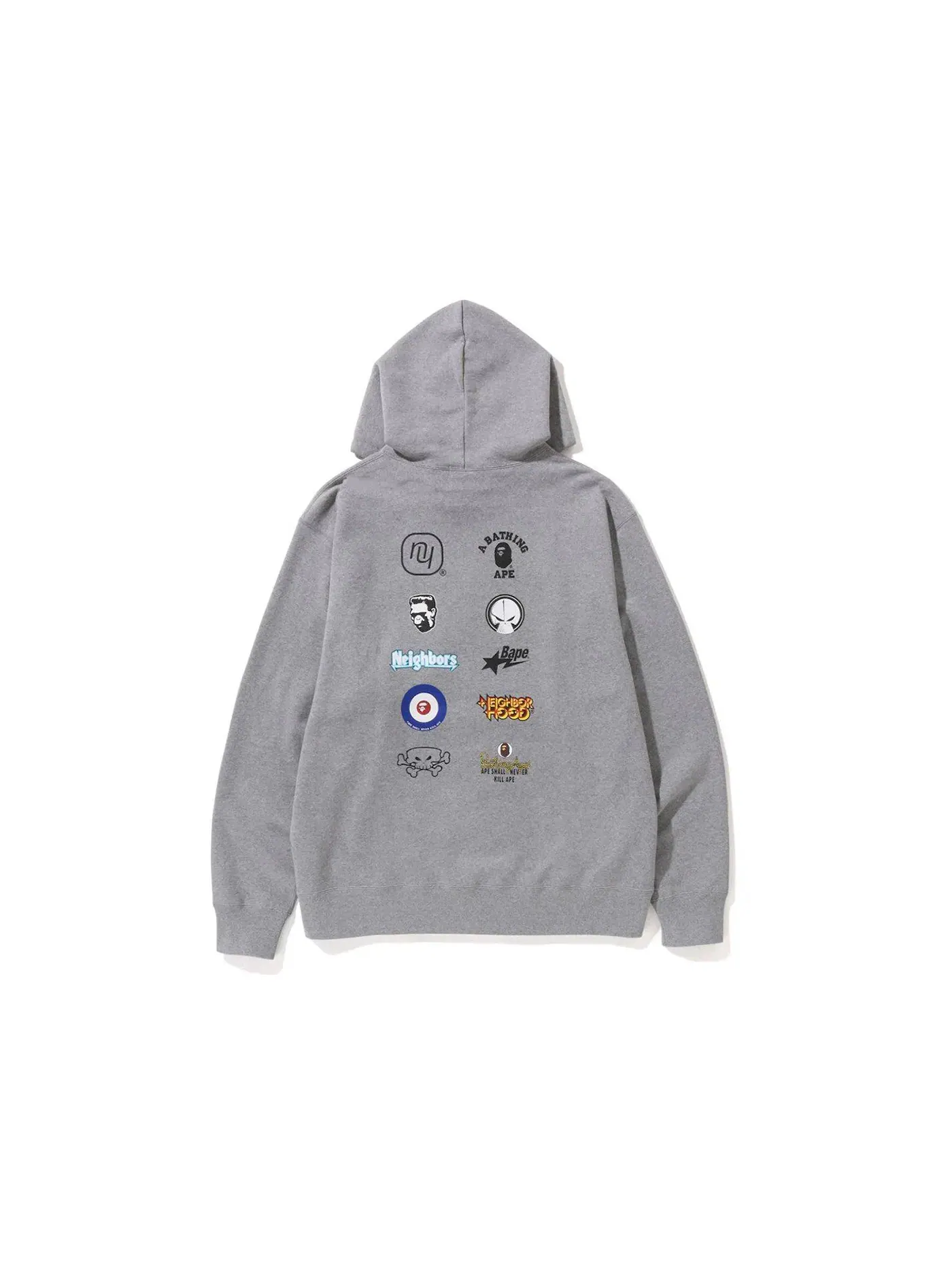 Мужской пуловер свободного кроя BAPE x Neighborhood Hoodie — изображение 2 из 2, серый