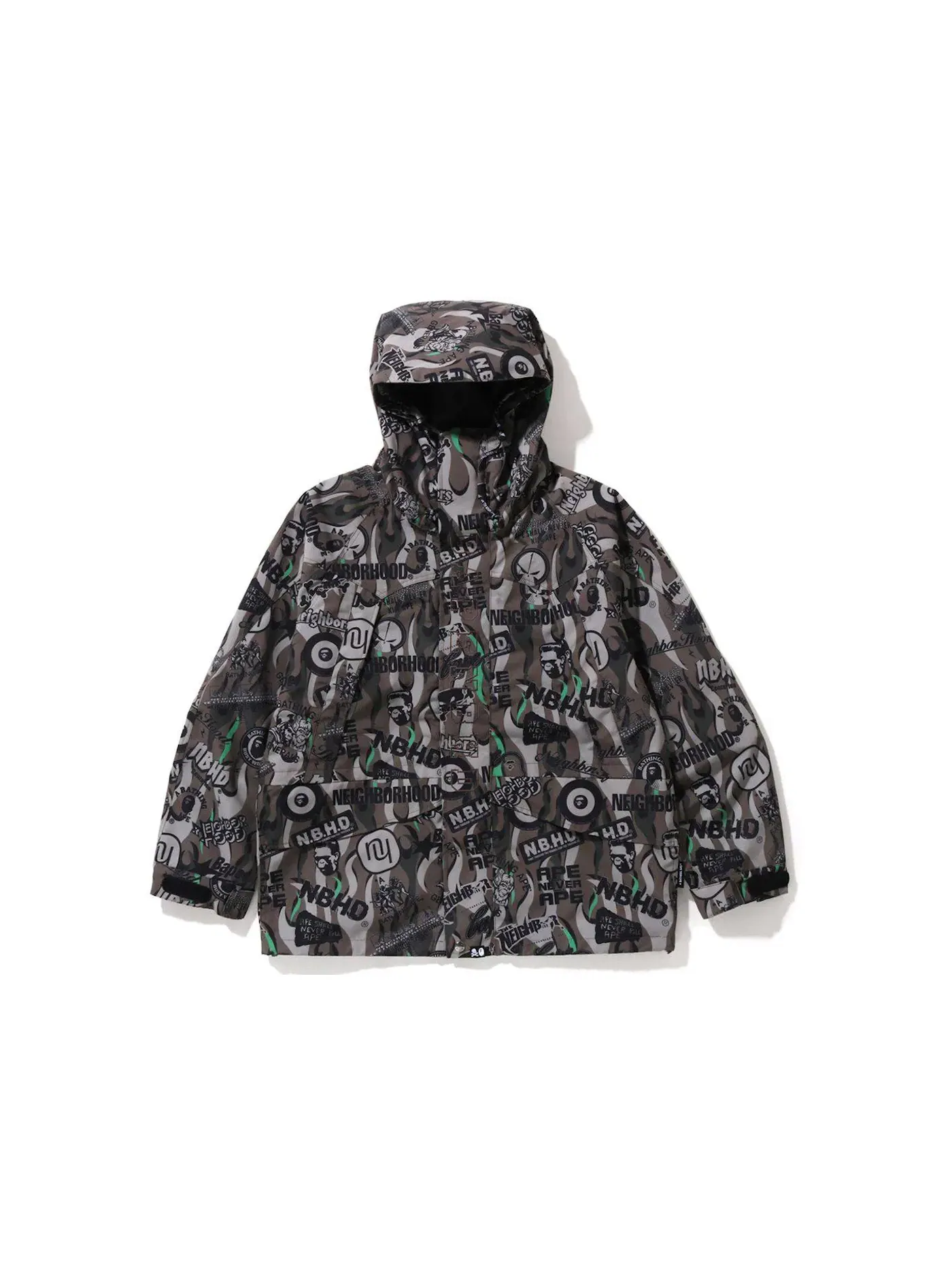 Мужская куртка с принтом Neighborhood BAPE — изображение 1 из 2, зеленый