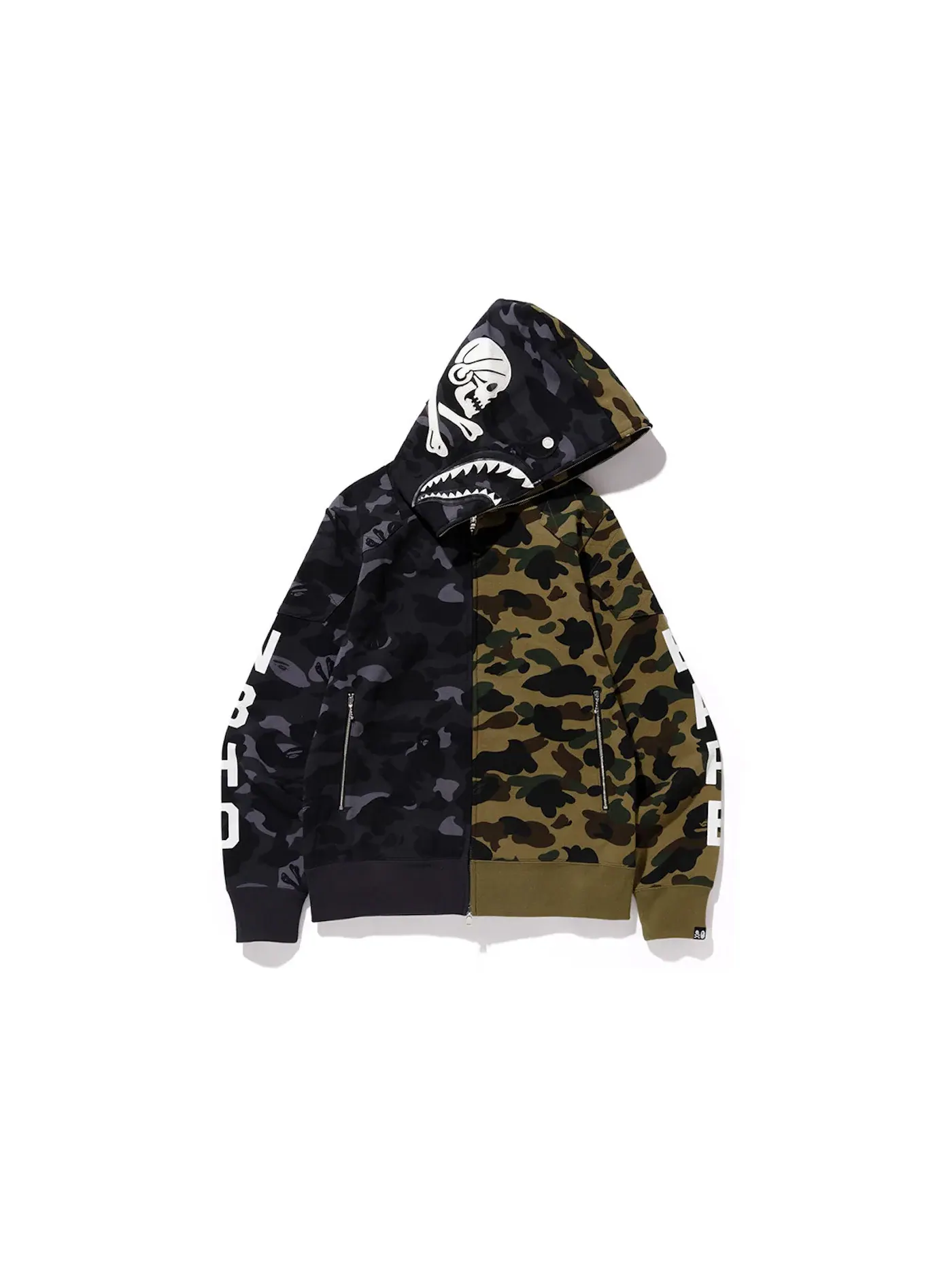 Мужская худи с принтом Split Camo BAPE x Neighborhood BAPE — изображение 1 из 1, черный/зеленый