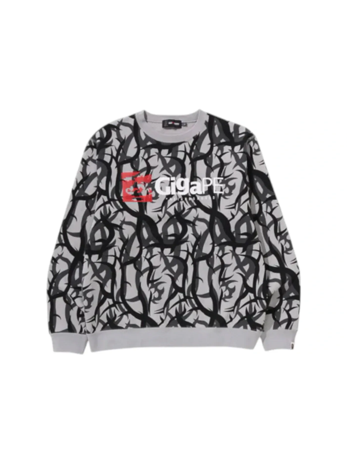 Мужской свитшот с принтом BAPE x Neighborhood Trial Camo Gigape Crewneck BAPE — изображение 1 из 2, серый