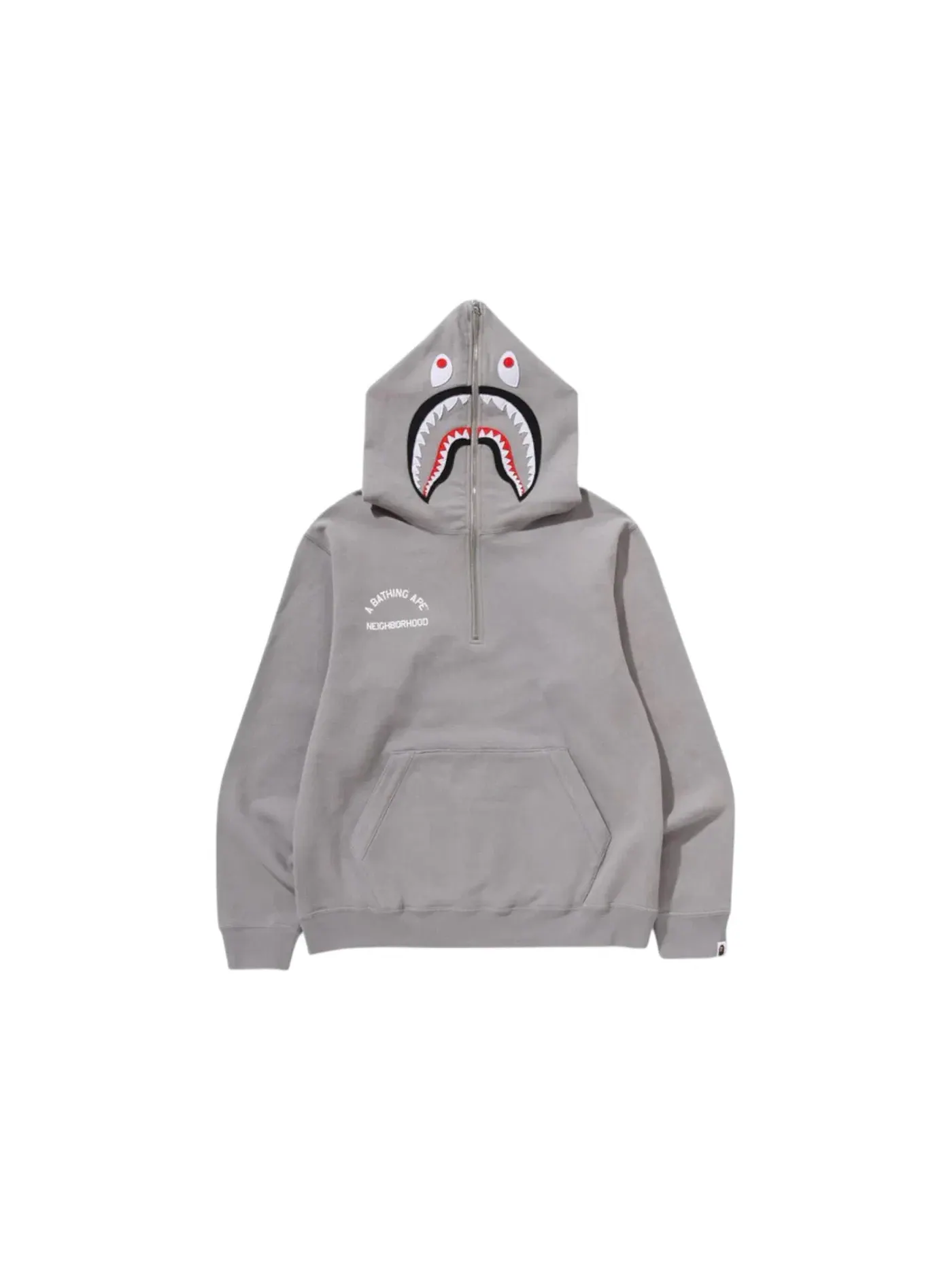 Мужской пуловер-худи с принтом BAPE x Neighborhood Two Face Half Zip Pullover Hoodie BAPE — изображение 1 из 3, серый