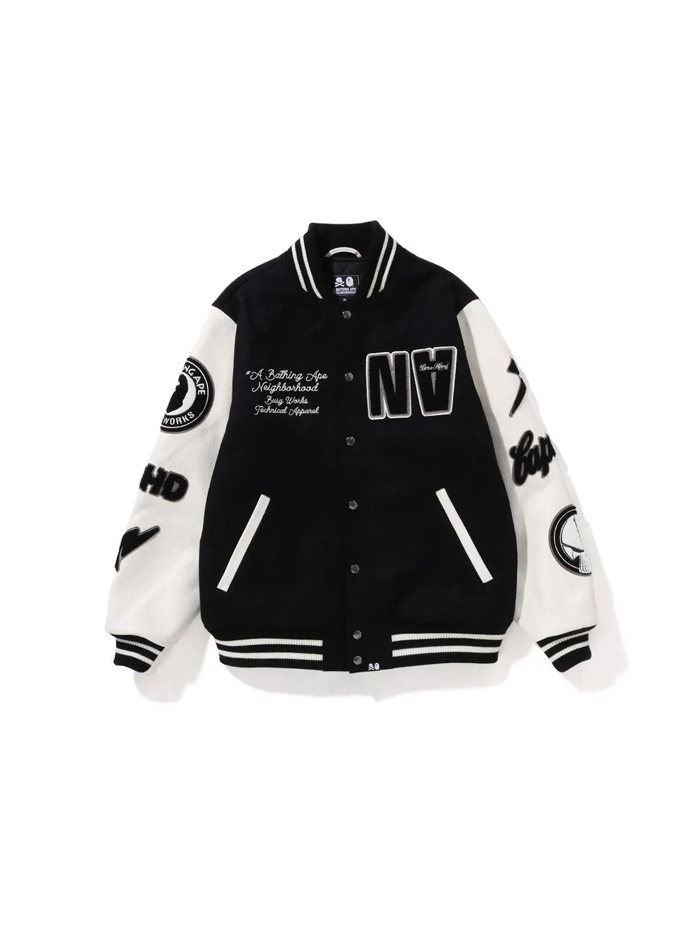 Мужская куртка-бомбер с принтом BAPE x Neighborhood Jacket BAPE — изображение 1 из 2, белый