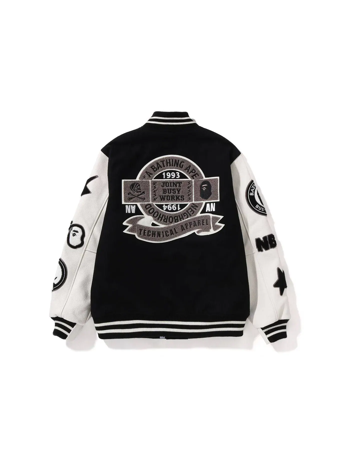 Мужская куртка-бомбер с принтом BAPE x Neighborhood Jacket BAPE — изображение 2 из 2, белый