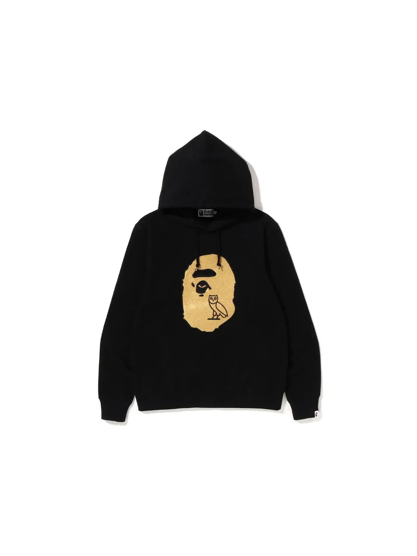 Мужской пуловер-худи с принтом Ape Head OVO BAPE — изображение 1 из 1, черный золотистый