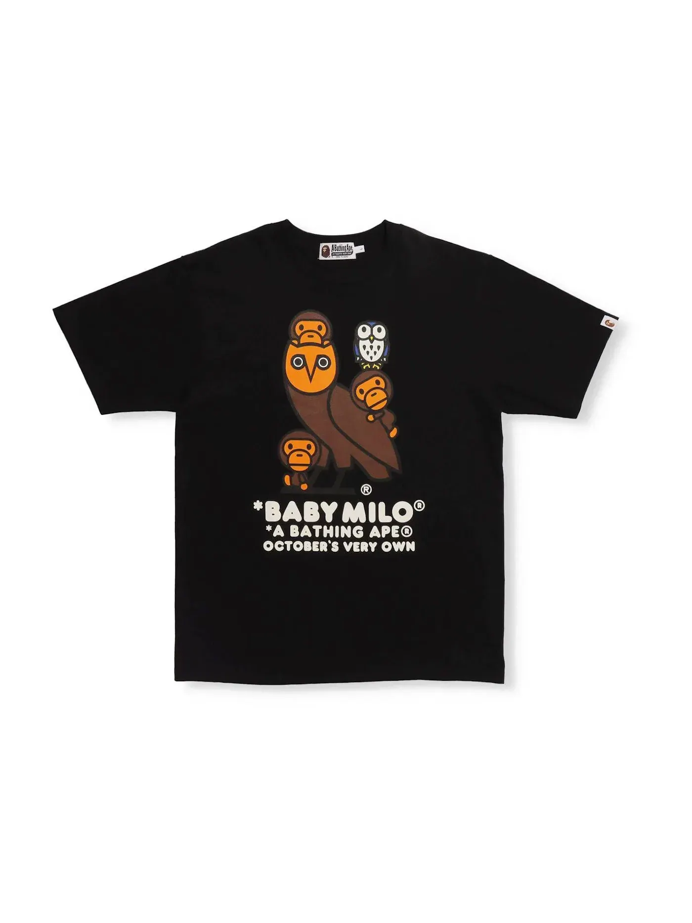 Мужская футболка с принтом BAPE x OVO Baby Milo BAPE — изображение 1 из 1, черный