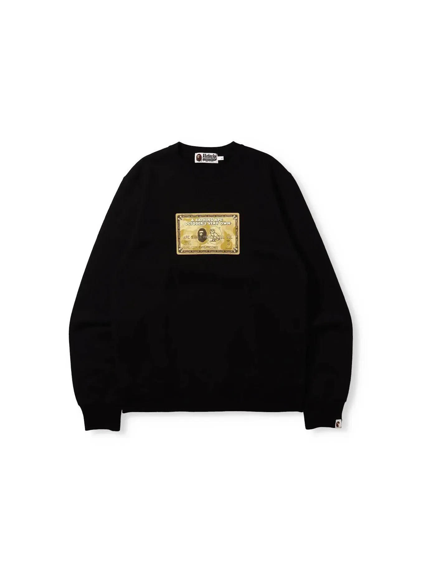 Мужской свитшот с принтом BAPE x OVO Card Crewneck BAPE — изображение 1 из 2, черный