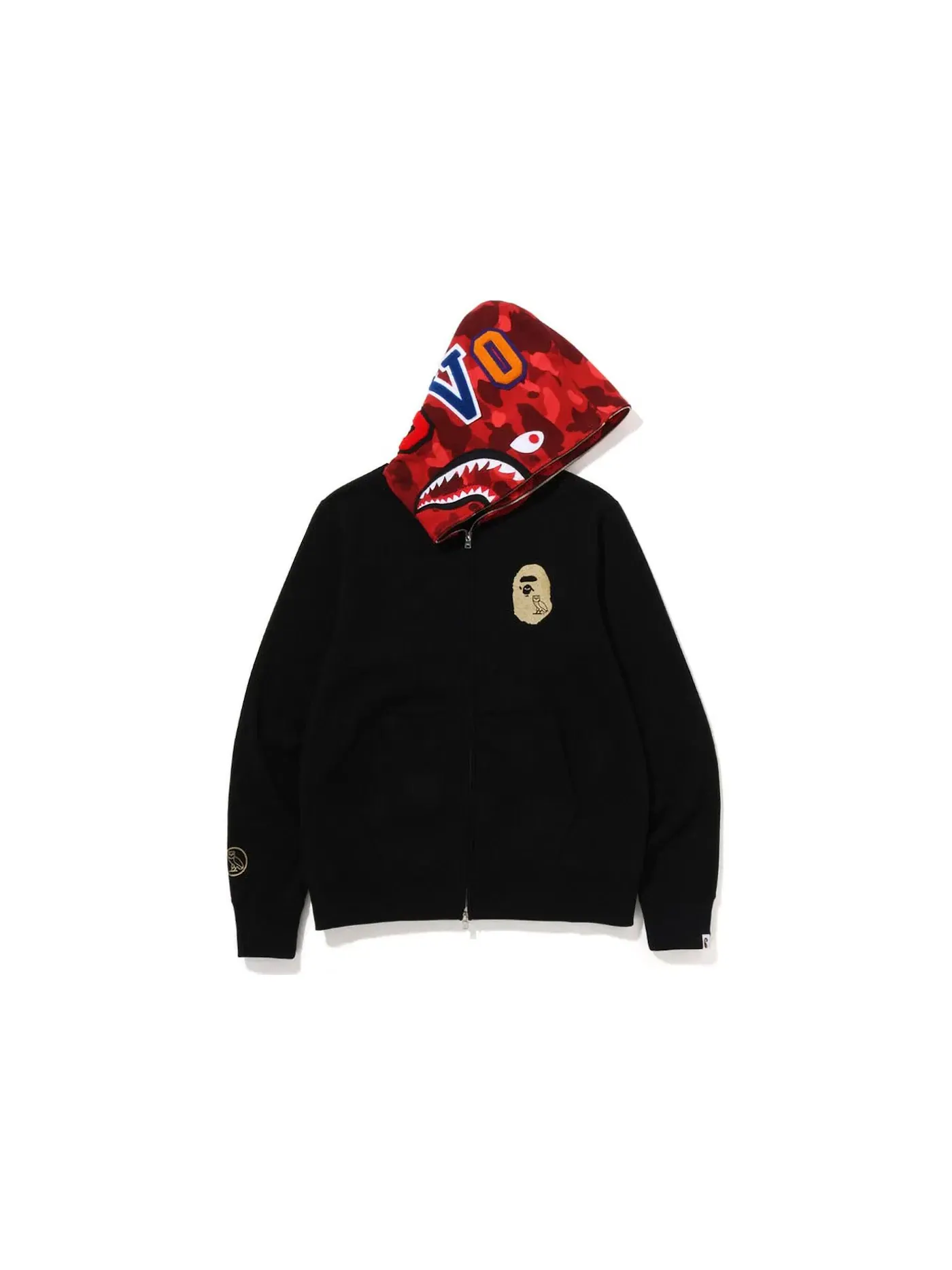 Мужская худи с полной застежкой-молнией BAPE x OVO Shark BAPE — изображение 1 из 2, черный
