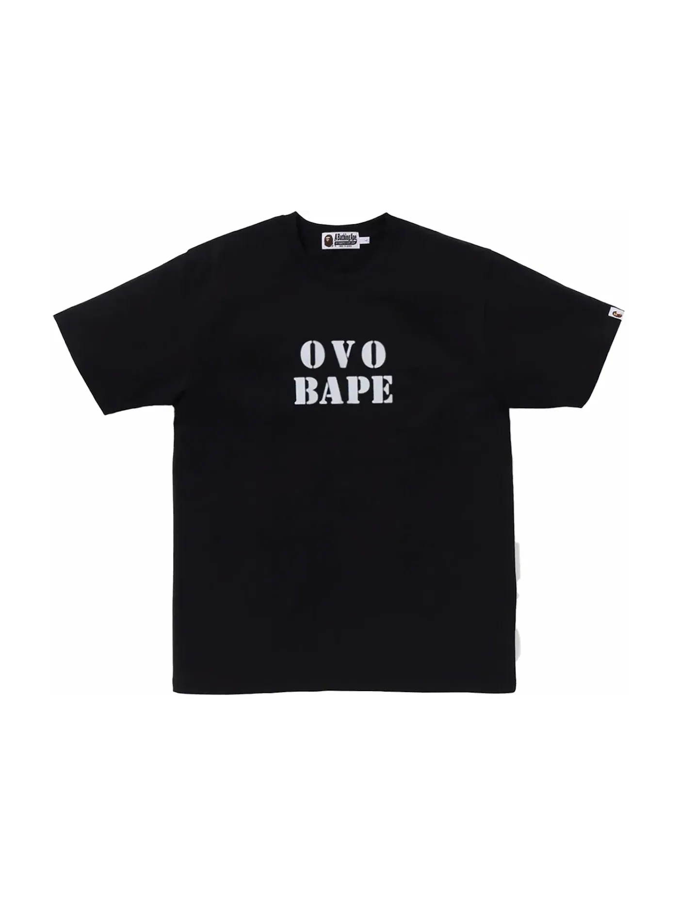Мужская футболка с принтом BAPE x OVO Stencil Logo Tee BAPE — изображение 1 из 1, черный