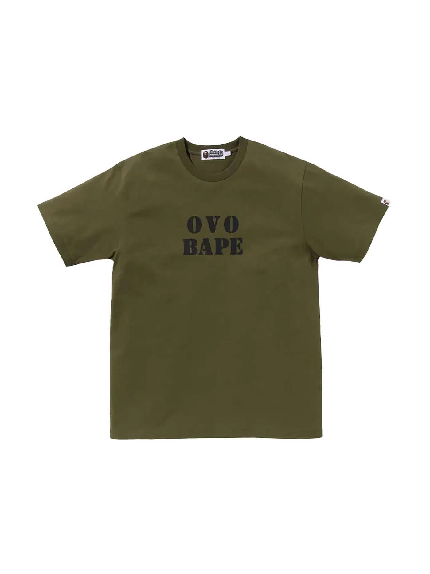 Мужская футболка с принтом BAPE x OVO Stencil Logo Tee BAPE, Olivedrab — изображение 1 из 1