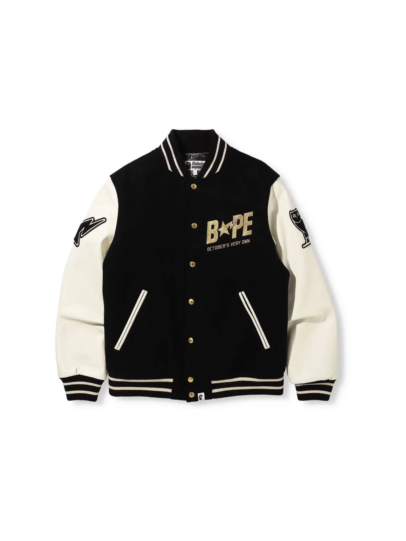 Мужская куртка-бомбер BAPE x OVO Varsity Jacket BAPE — изображение 1 из 2, черный