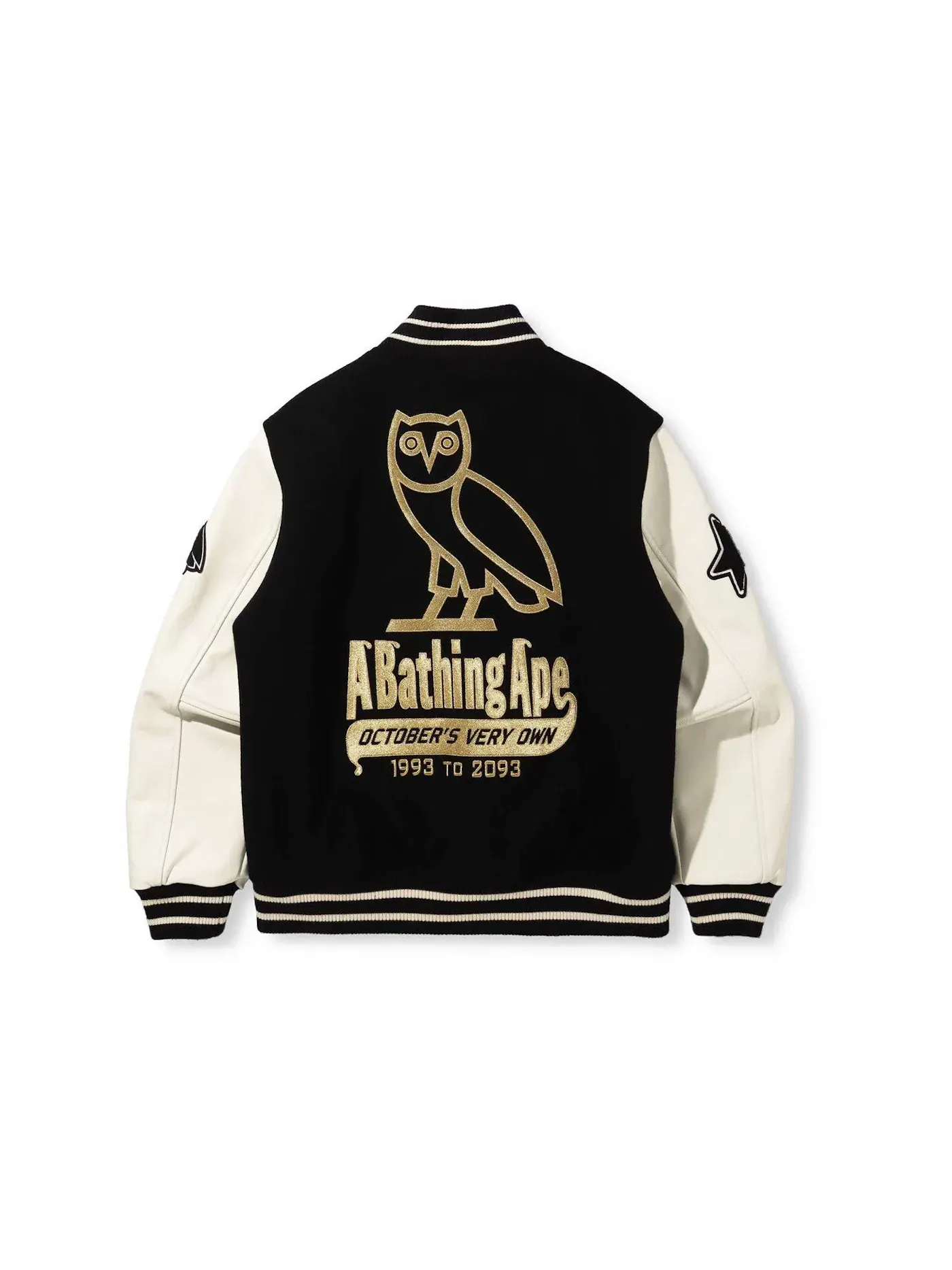 Мужская куртка-бомбер BAPE x OVO Varsity Jacket BAPE — изображение 2 из 2, черный