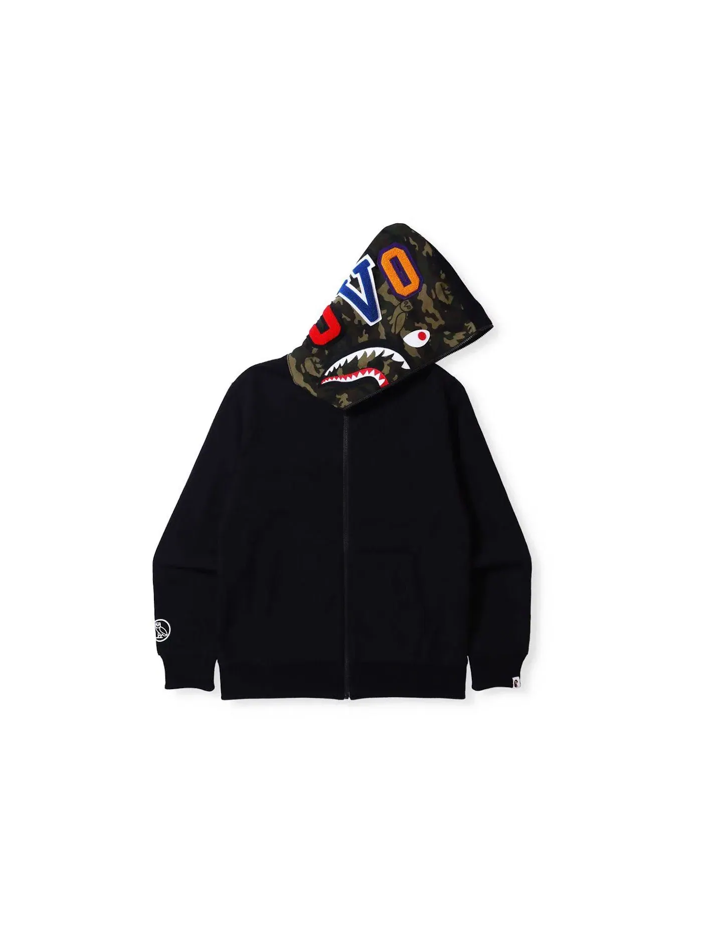 Мужская худи с капюшоном двусторонняя Woodland Camo Shark BAPE — изображение 1 из 3, черный