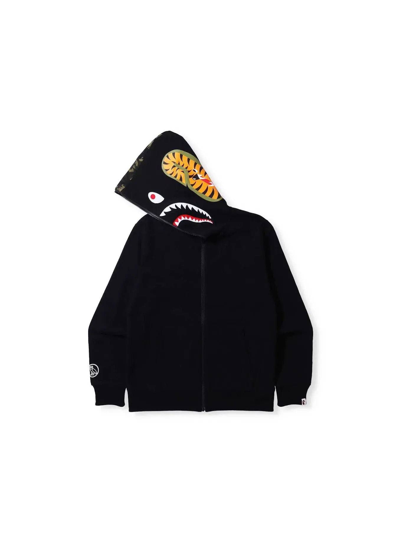 Мужская худи с капюшоном двусторонняя Woodland Camo Shark BAPE — изображение 2 из 3, черный