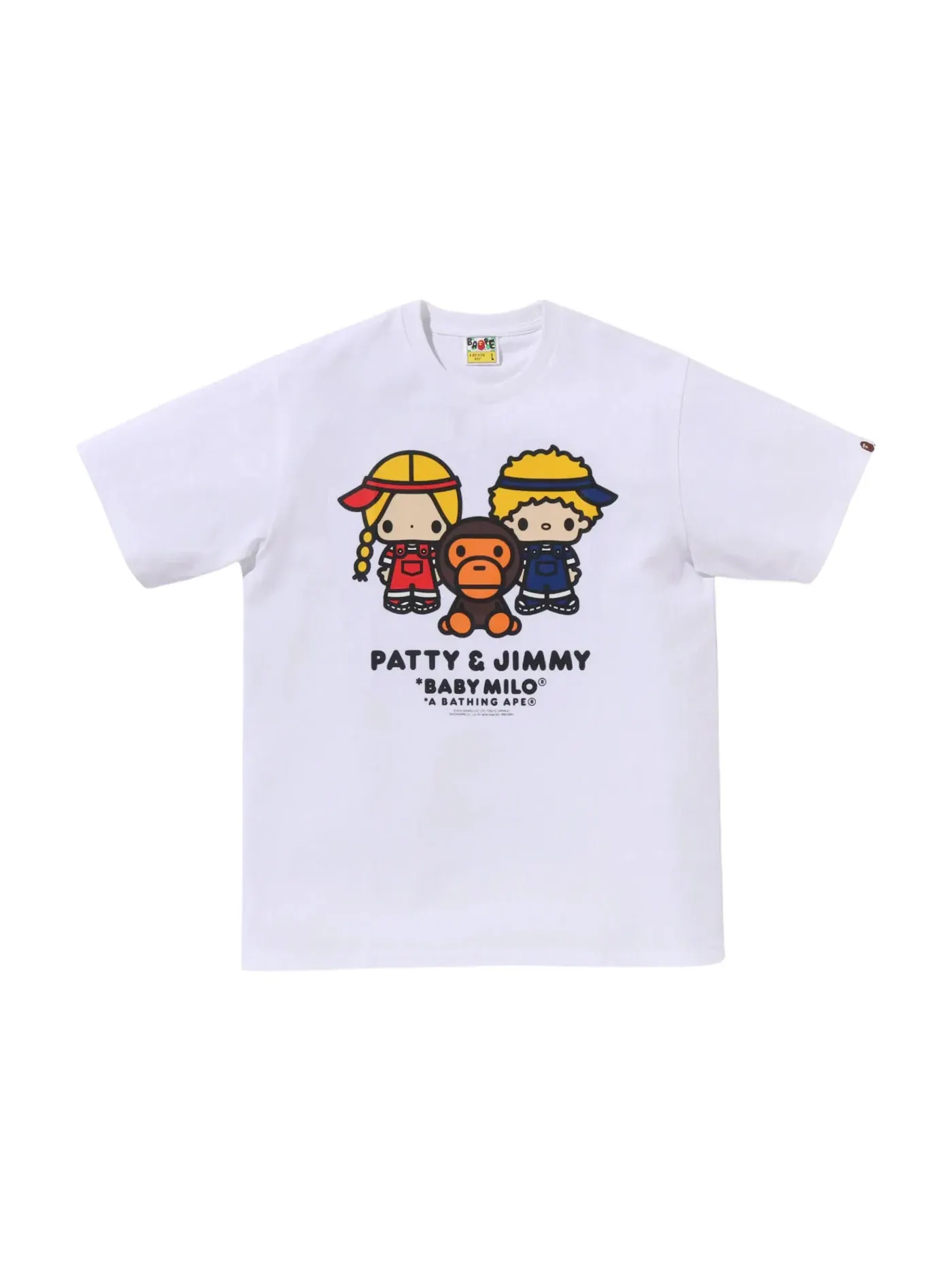 Мужская футболка с принтом BAPE x Patty Jimmy Baby Milo Tee BAPE — изображение 1 из 1, белый