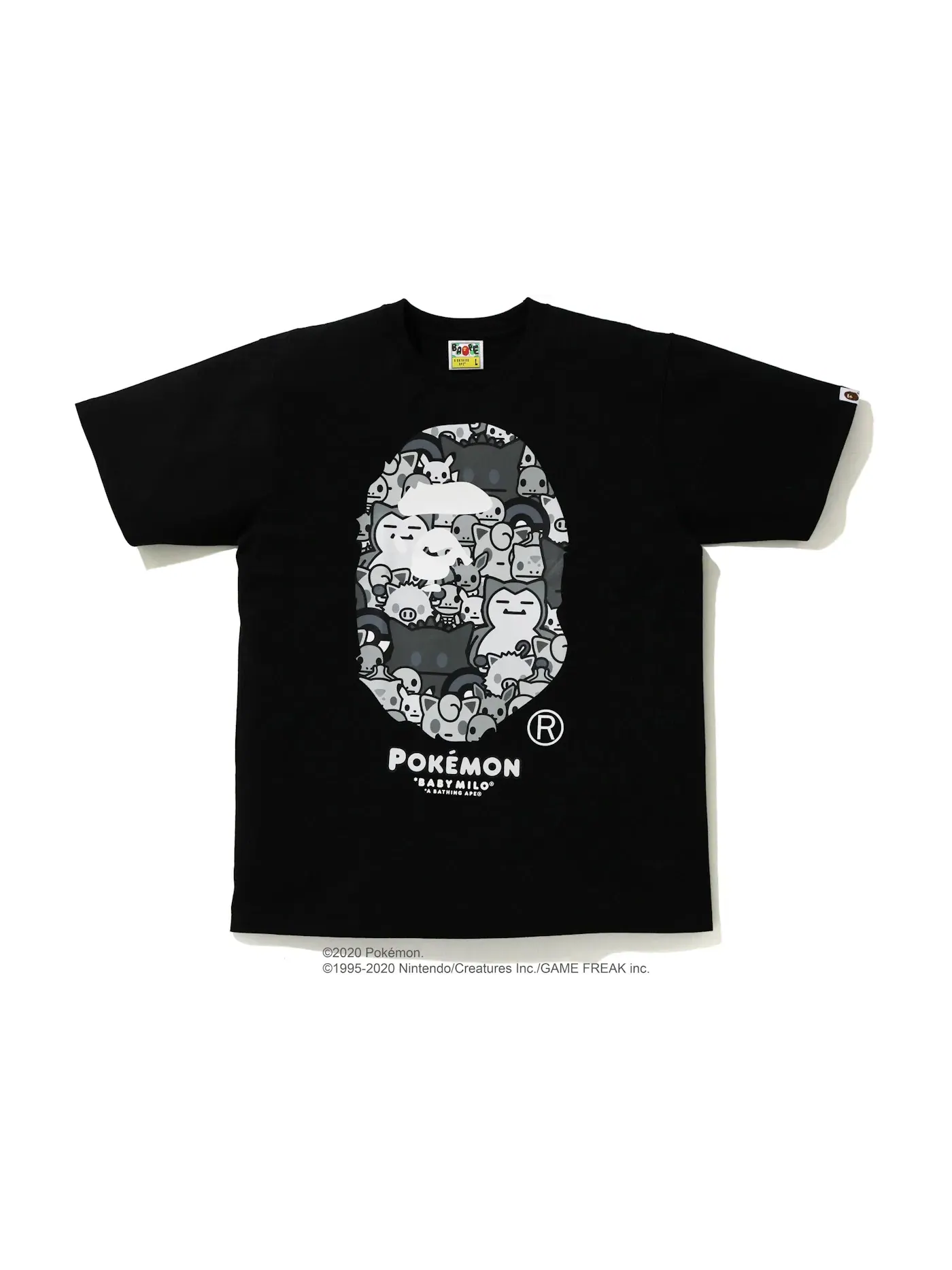 Мужская футболка с принтом BAPE x Pokemon Monotone Ape Head Tee #2 — изображение 1 из 2, черный