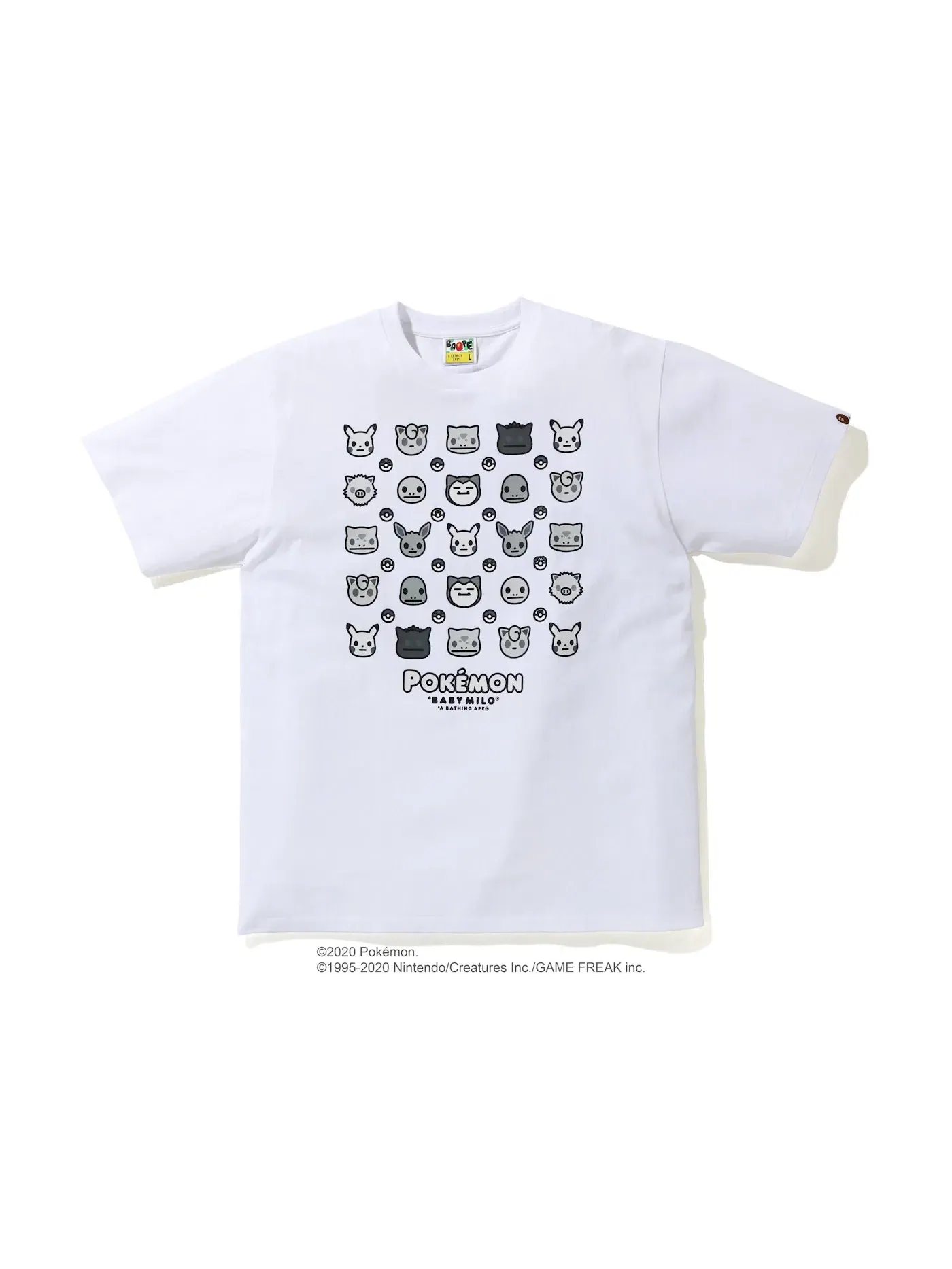 Мужская футболка с принтом BAPE x Pokemon Monotone Tee #4 BAPE — изображение 1 из 2, белый