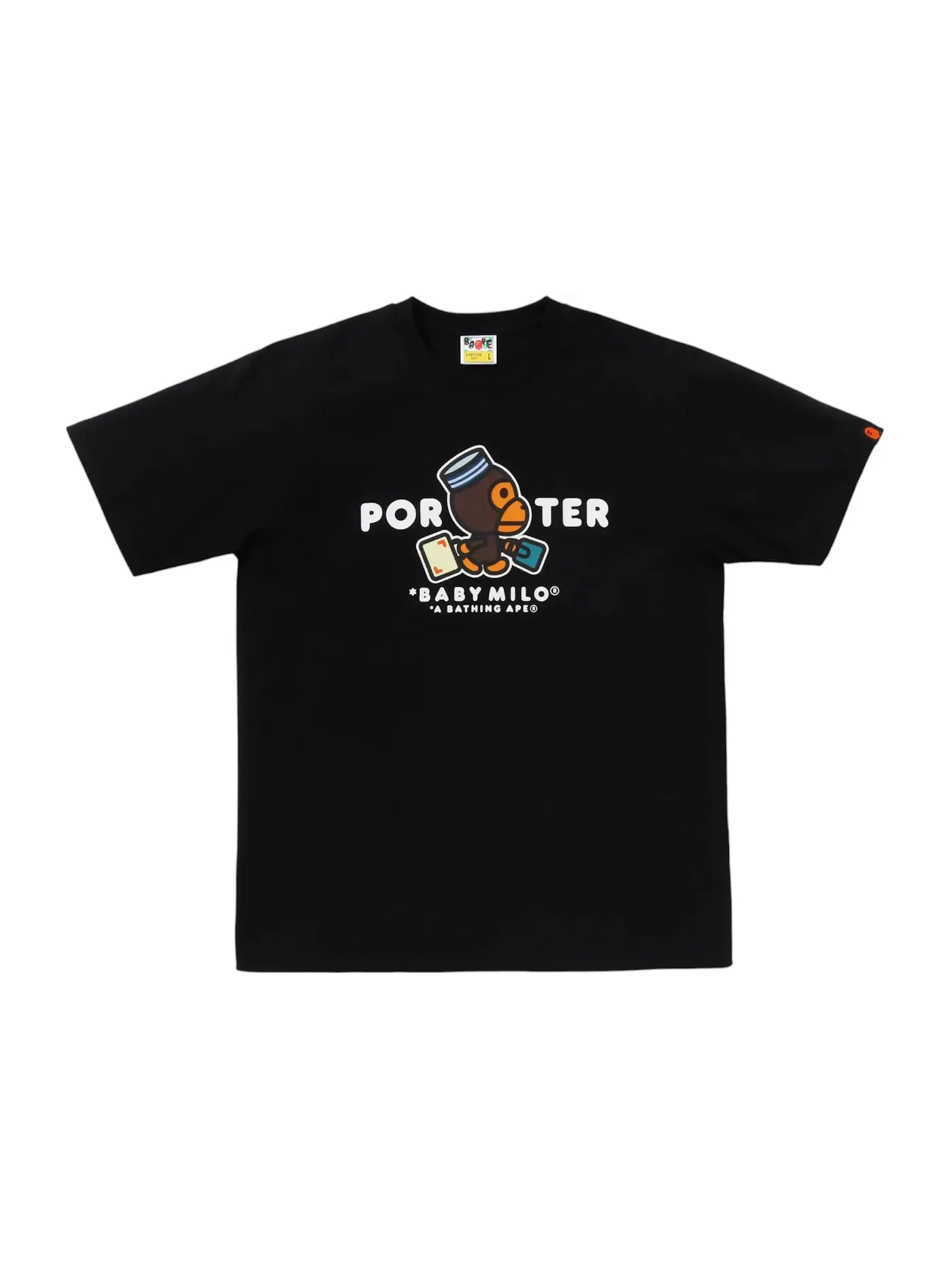 Мужская футболка с принтом BAPE x Porter Stand Milo Tee BAPE — изображение 1 из 1, черный