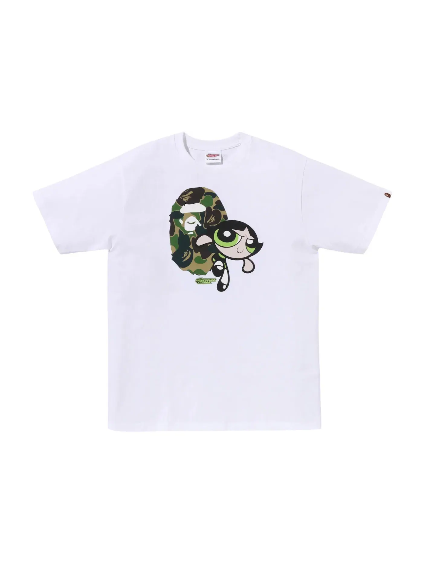 Мужская футболка с принтом BAPE x Power Puff Girls Ape Head Buttercup Tee BAPE — изображение 1 из 1, белый