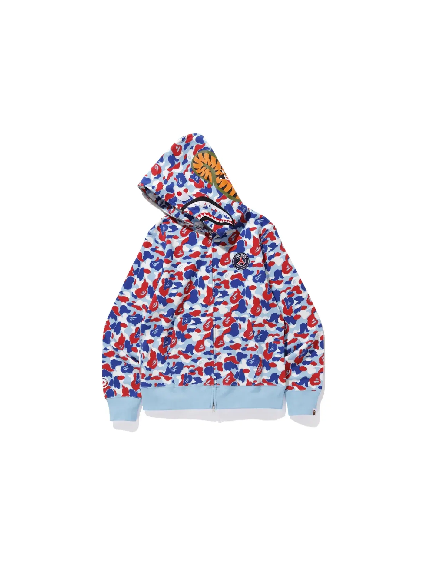 Мужская худи с принтом BAPE x PSG Shark Full Zip Hoodie BAPE — изображение 2 из 2, синий