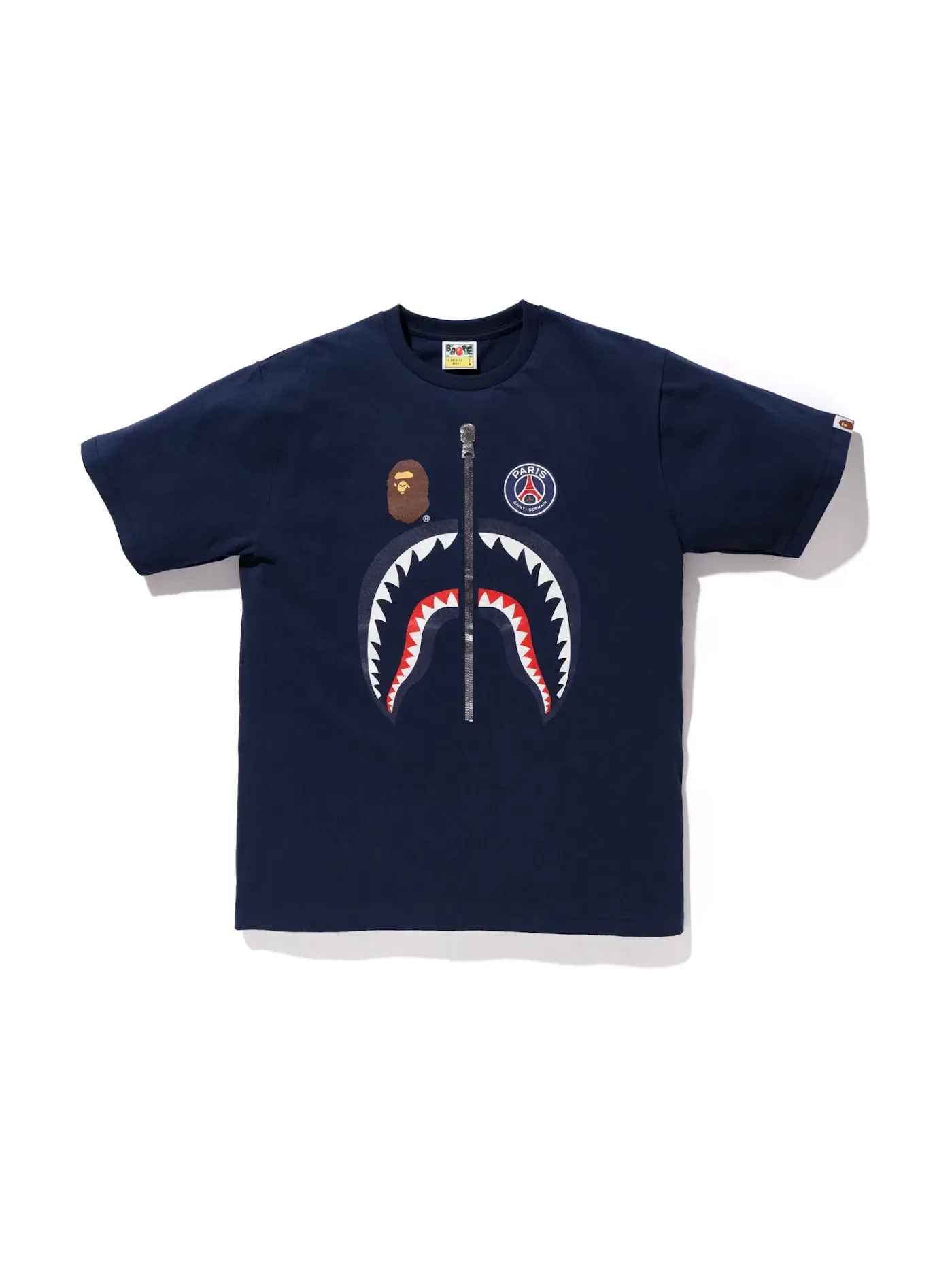 Мужская футболка с принтом BAPE x PSG Shark Tee BAPE — изображение 1 из 2, темно-синий