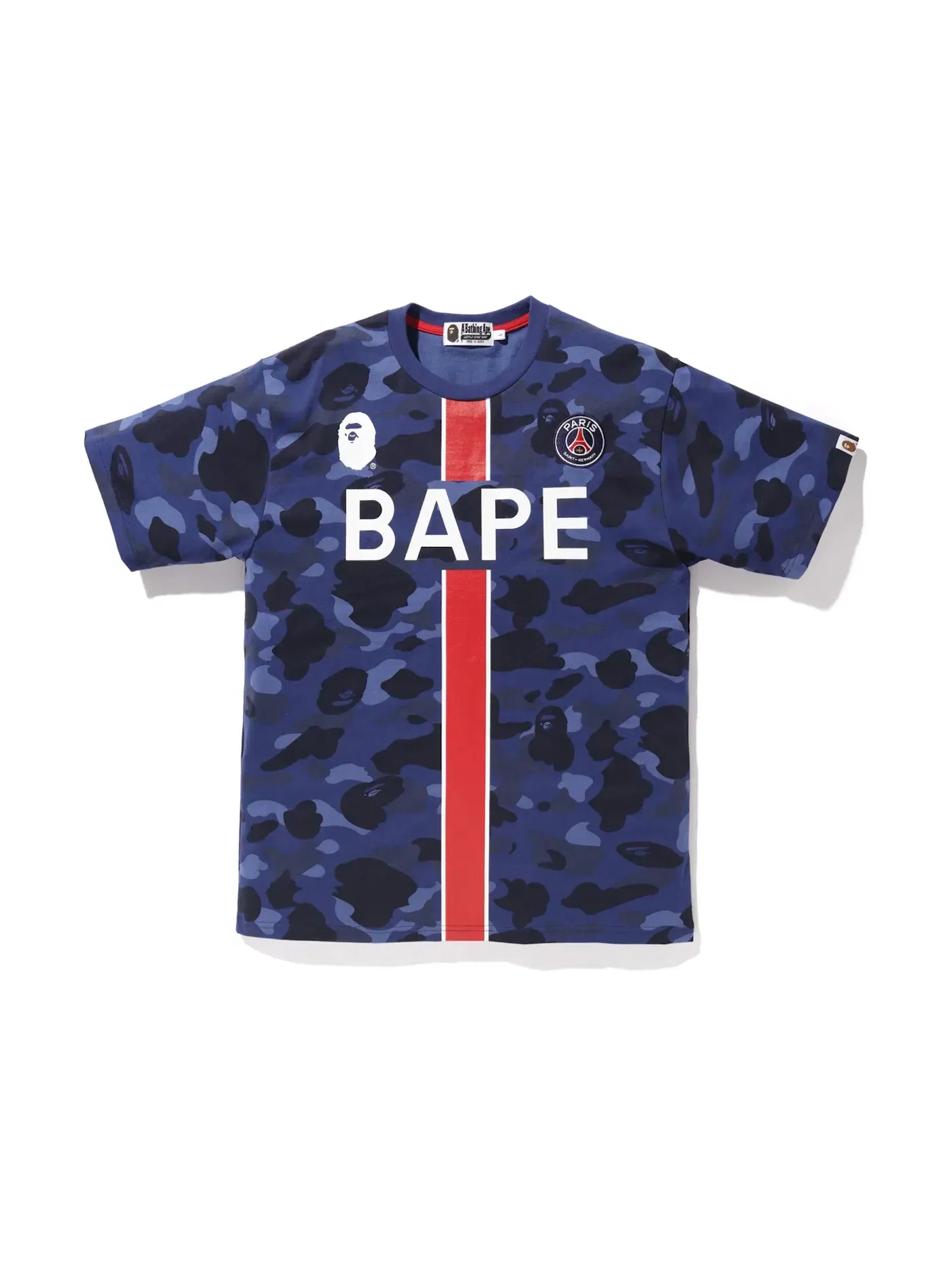 Мужская футболка с принтом BAPE x PSG Tee BAPE — изображение 1 из 1, темно-синий