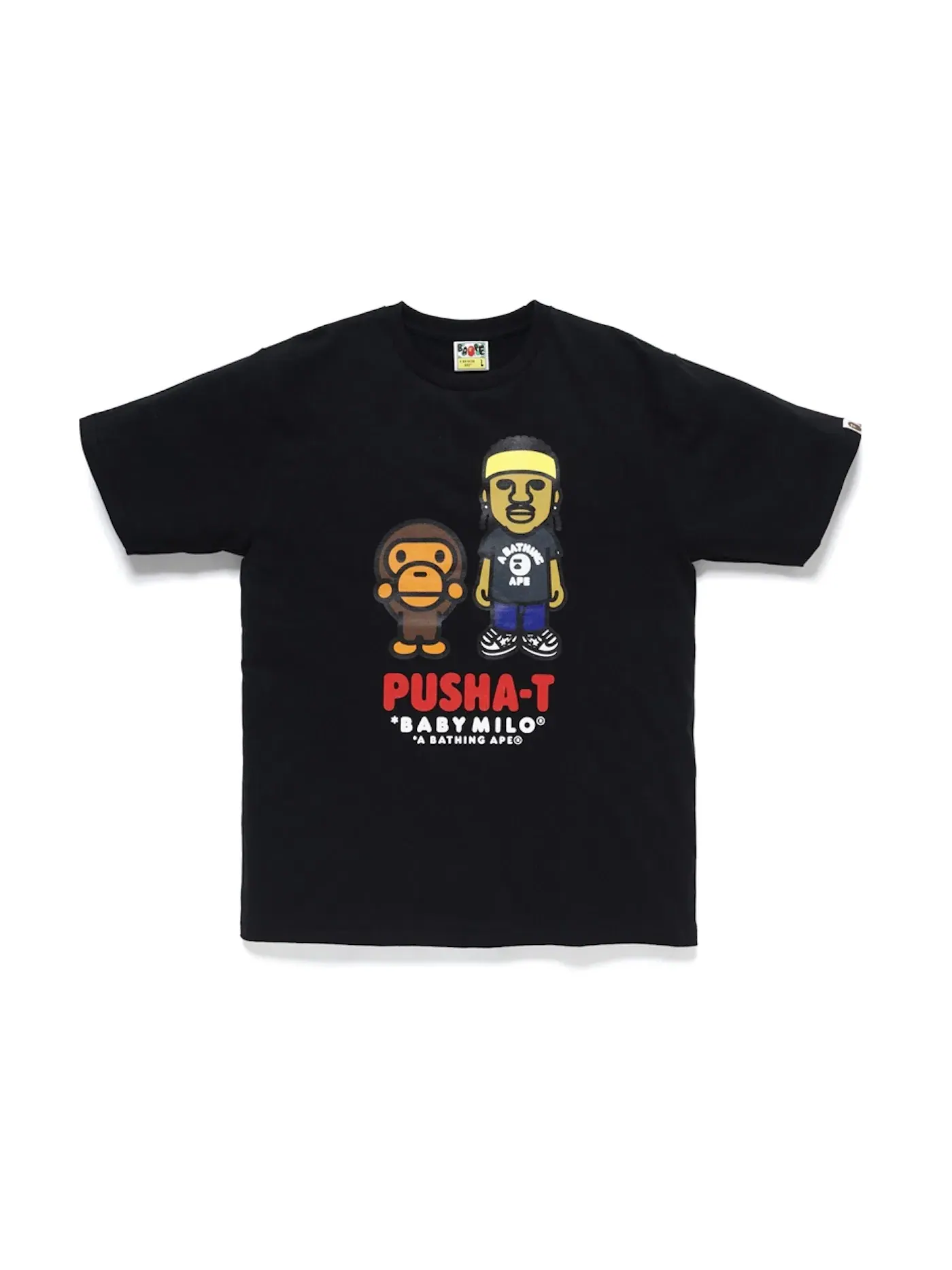 Мужская футболка с принтом BAPE x Pusha T Baby Milo Tee BAPE — изображение 1 из 1, черный