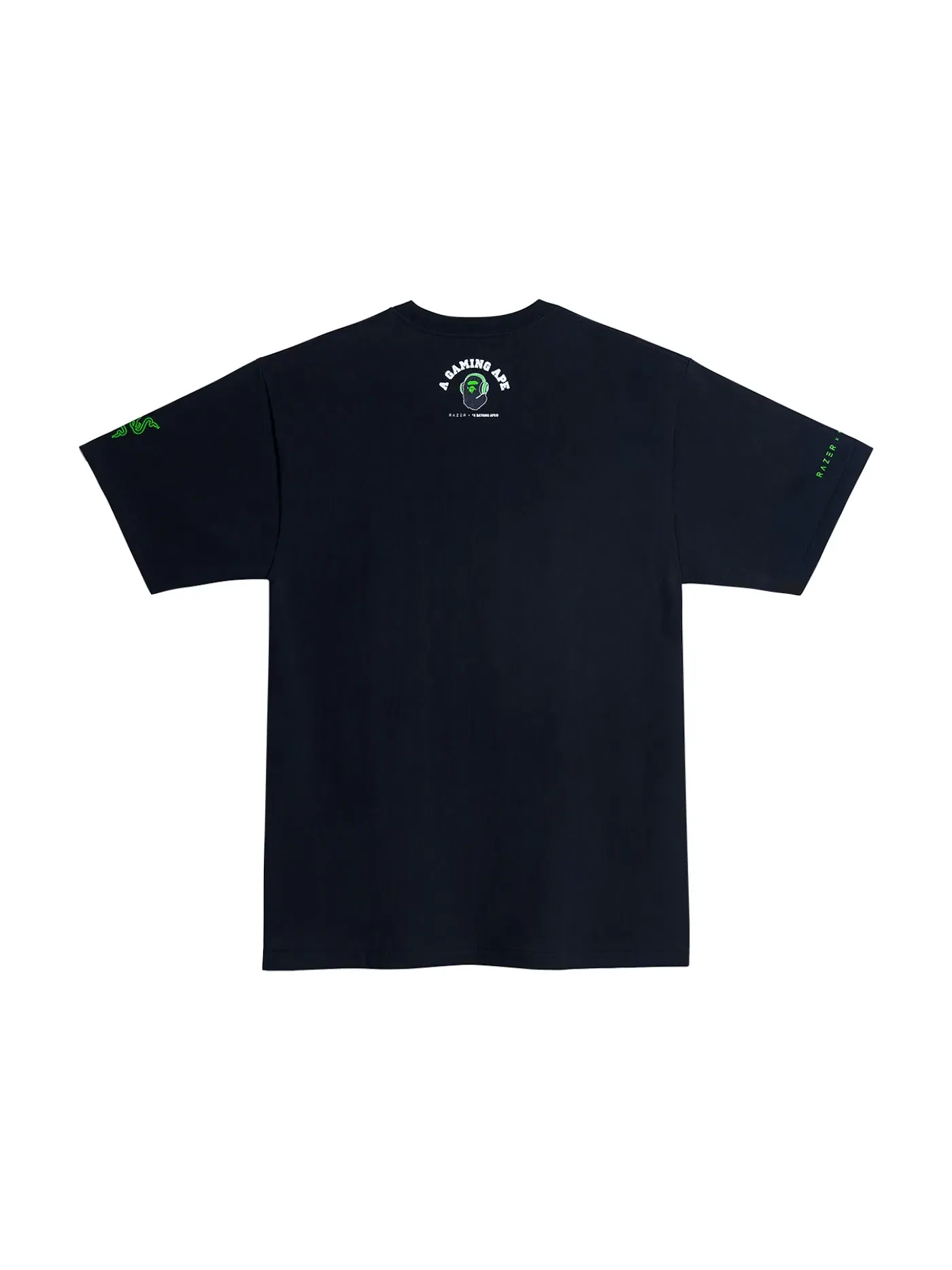Детская футболка с принтом BAPE x Razer Neon Camo Ape Head Tee BAPE — изображение 2 из 2, черный зеленый
