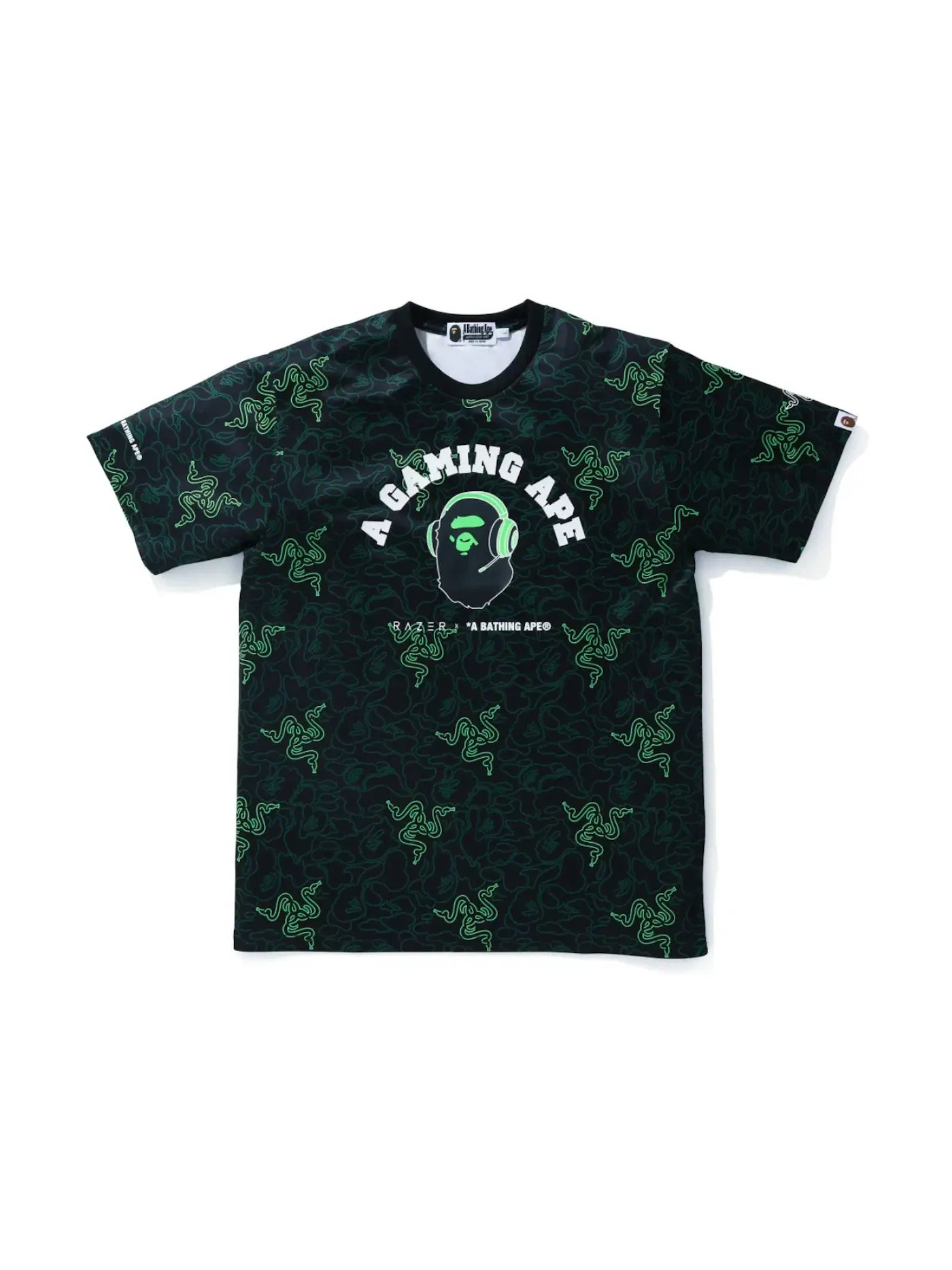 Мужская футболка с камуфляжным принтом BAPE x Razer Tee BAPE — изображение 1 из 2, зеленый