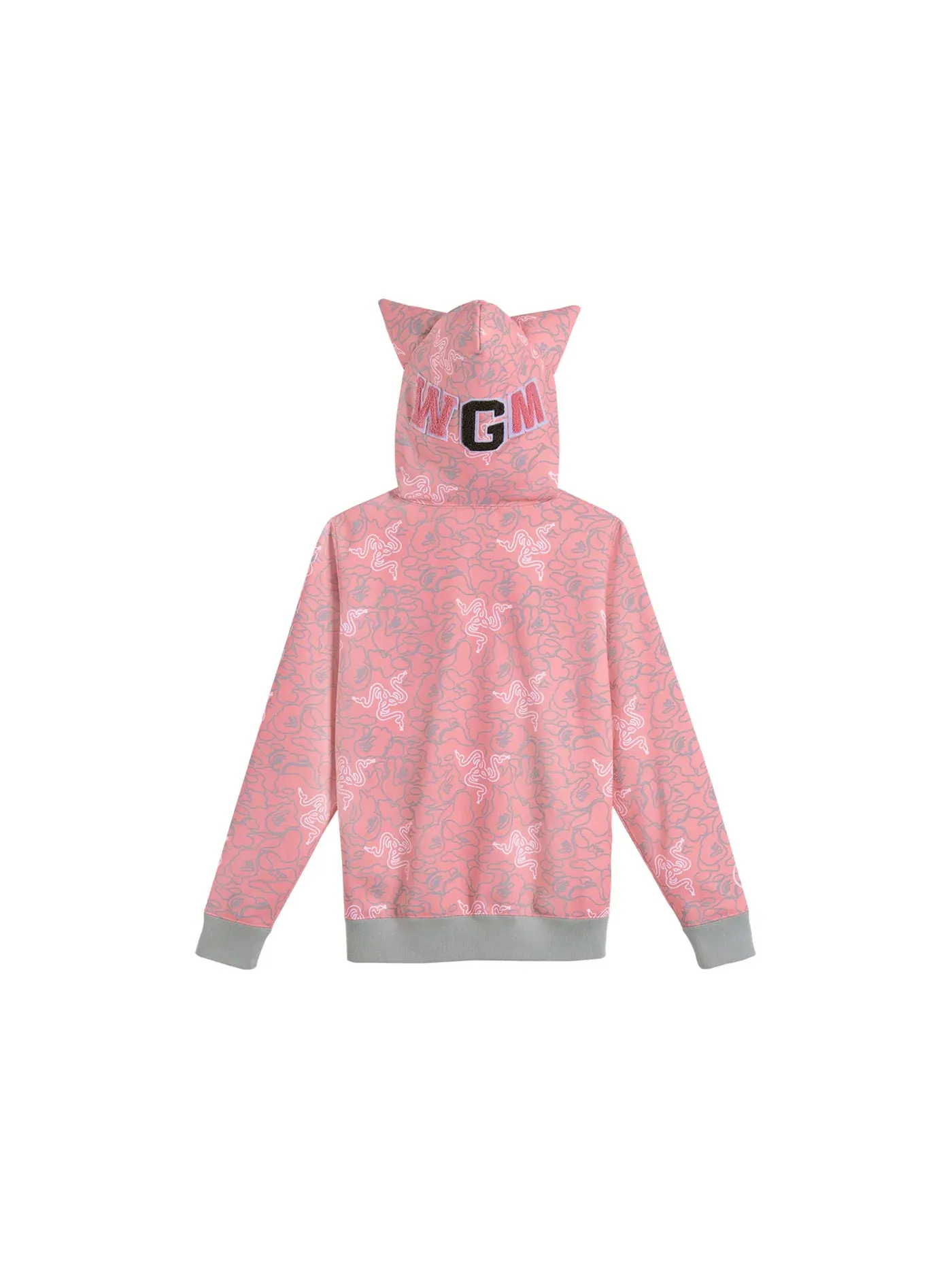 Детский худи на молнии с принтом BAPE x Razer Neon Camo Shark Full Zip Hoodie BAPE — изображение 2 из 3, розовый