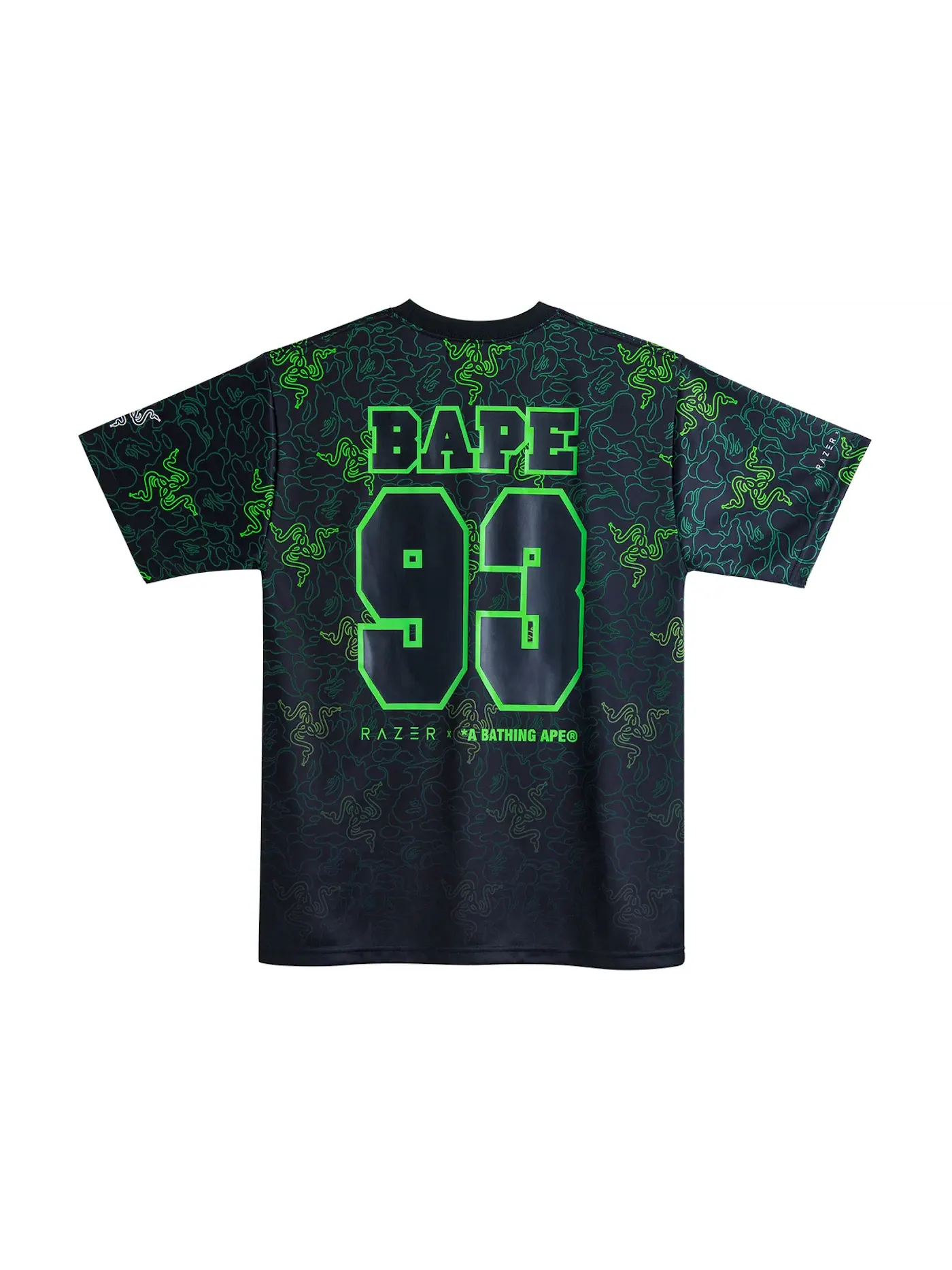 Детская футболка с камуфляжным принтом BAPE x Razer Neon Camo Team Tee BAPE — изображение 2 из 2, зеленый