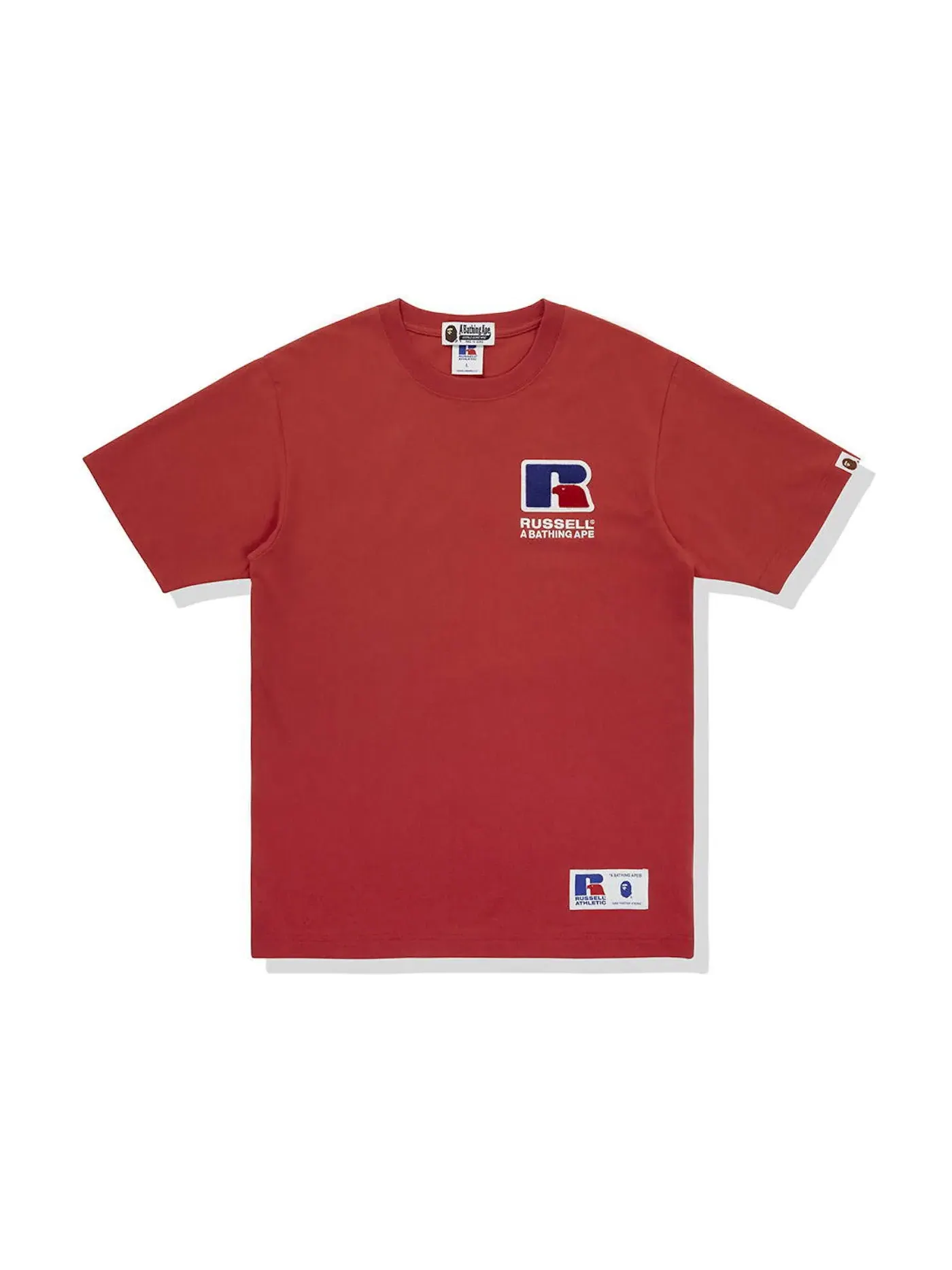 Мужская футболка с принтом BAPE x Russell College Tee BAPE — изображение 1 из 2, красный