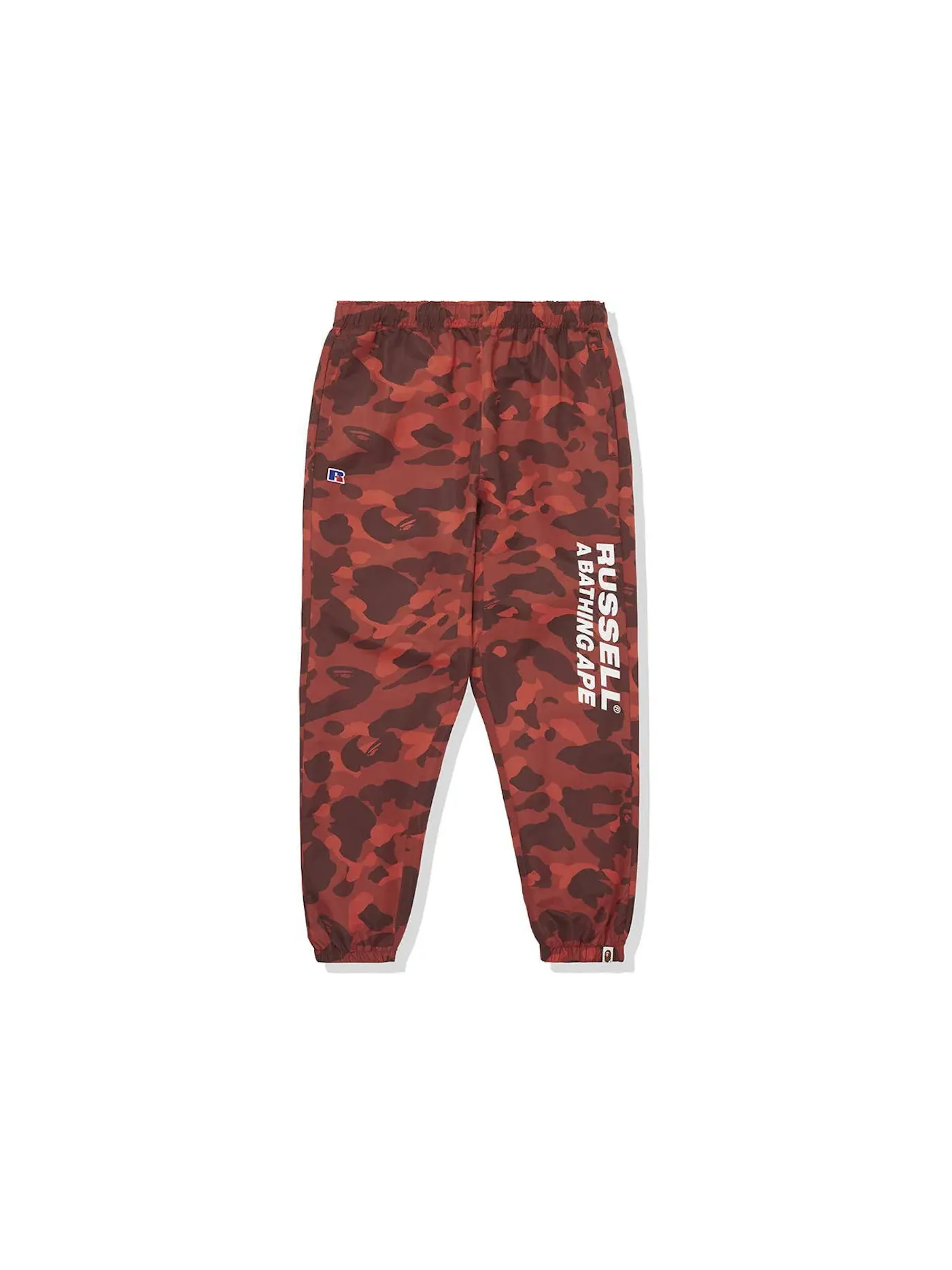 Мужские спортивные штаны с принтом BAPE x Russell Color Camo Track Pants BAPE — изображение 1 из 2, красный