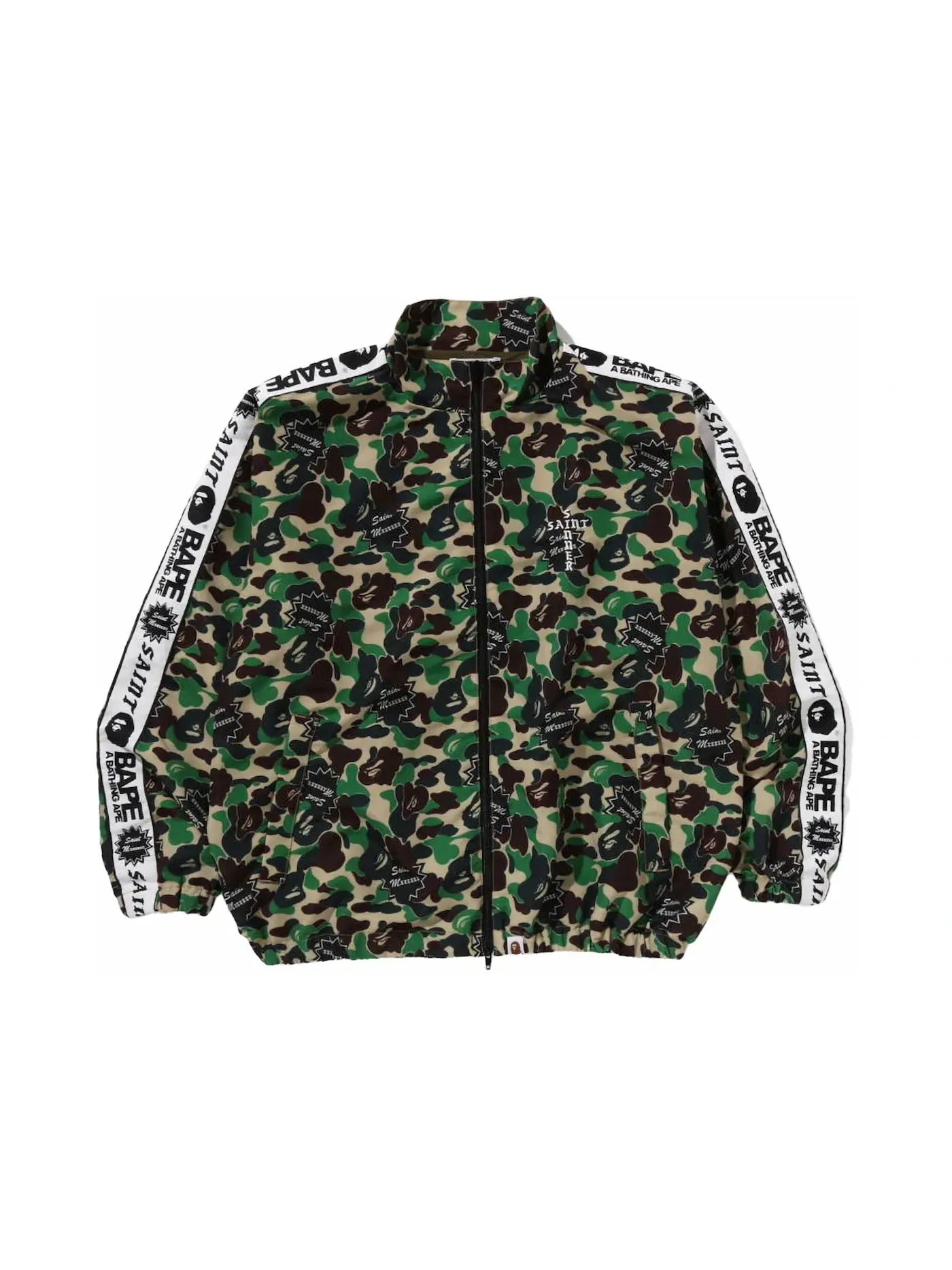 Мужская куртка с камуфляжным принтом BAPE x Saint Mxxxxxx ABC Camo Track Jacket BAPE — изображение 1 из 1, зеленый