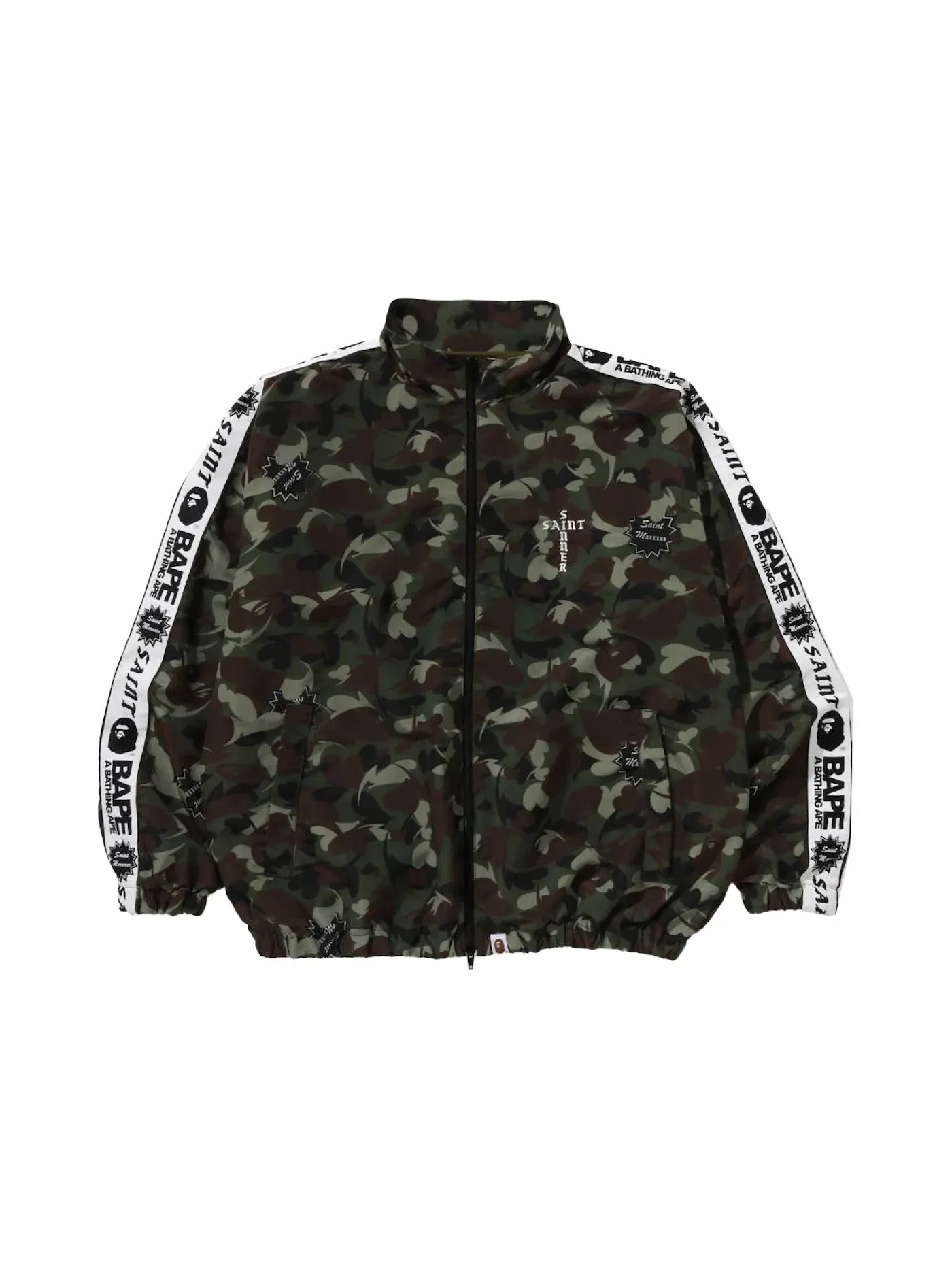 Мужская куртка с принтом BAPE x Saint Mxxxxxx Heart Camo Track Jacket BAPE — изображение 1 из 2, оливковый