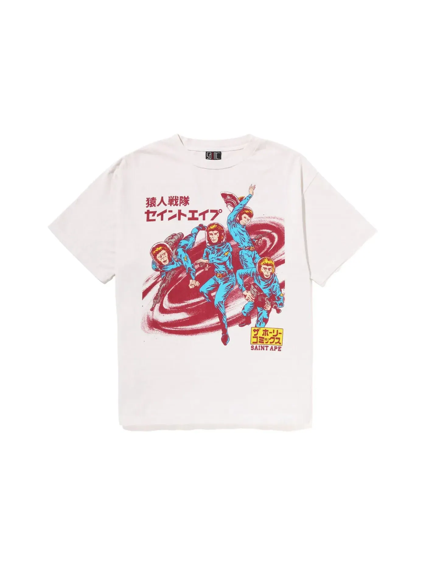 Мужская футболка с принтом BAPE x Saint Mxxxxxx Squadron Tee BAPE — изображение 1 из 2, винтажный белый
