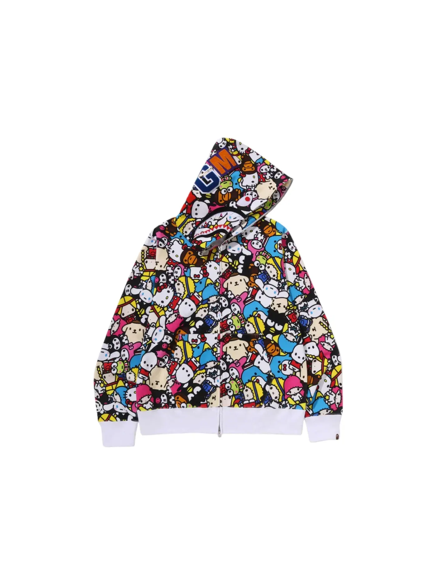 Мужская худи с принтом BAPE x Sanrio Characters Baby Milo Shark Full Zip Hoodie Multicolor BAPE — изображение 1 из 2, мульти