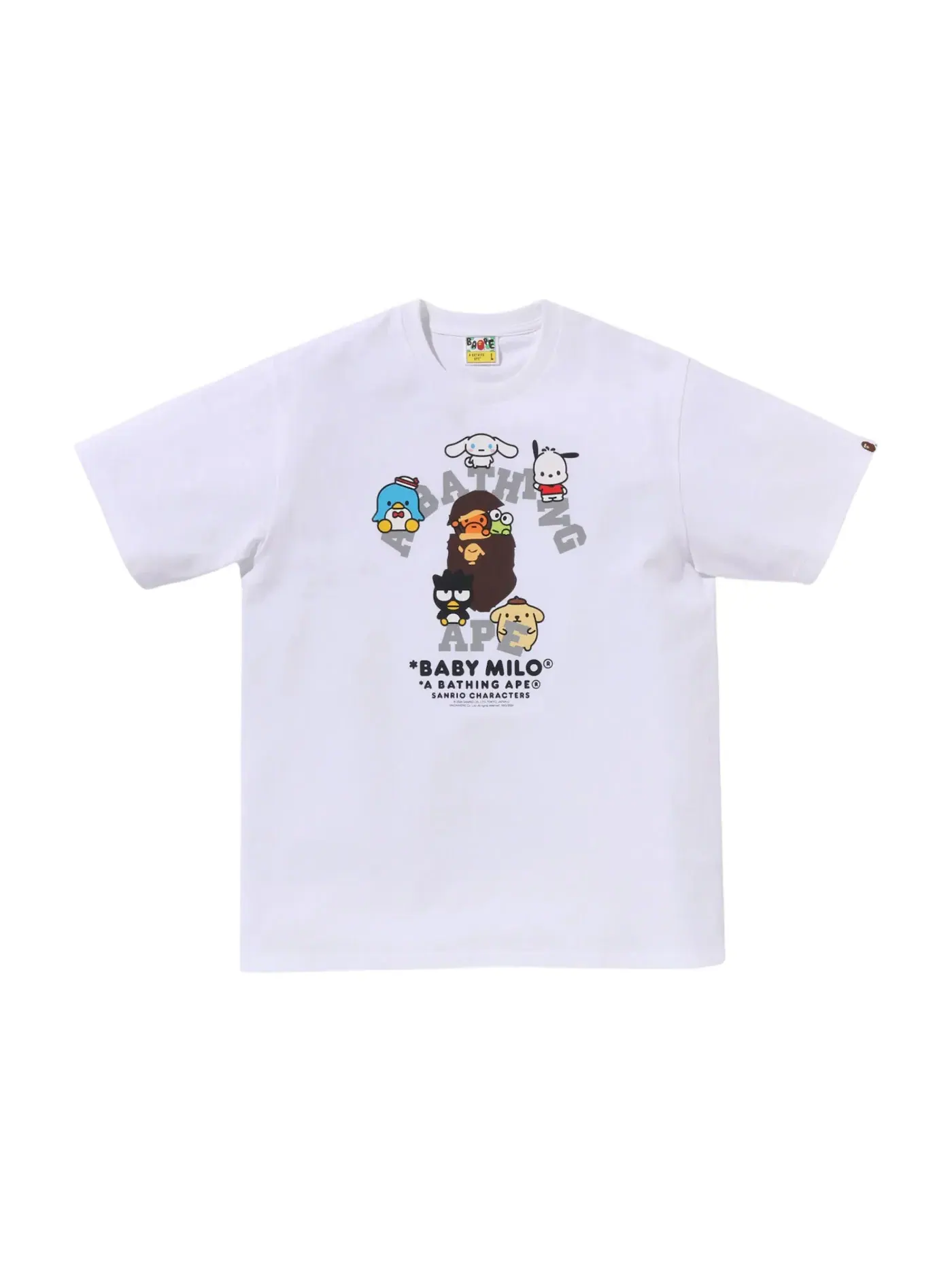 Мужская футболка с принтом BAPE x Sanrio Characters Baby Milo Tee BAPE — изображение 1 из 1, белый