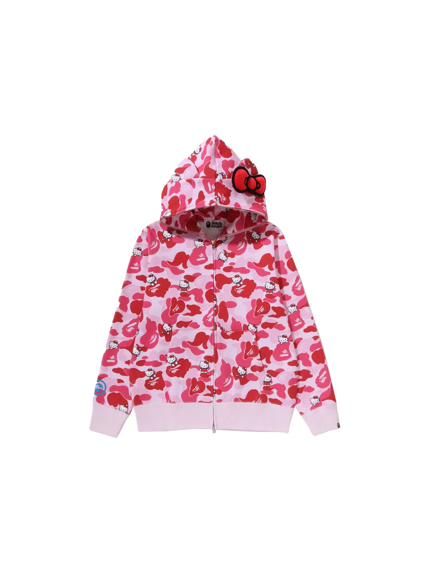Женская худи на молнии с принтом BAPE x Sanrio Characters Hello Kitty Camo BAPE — изображение 1 из 1, розовый