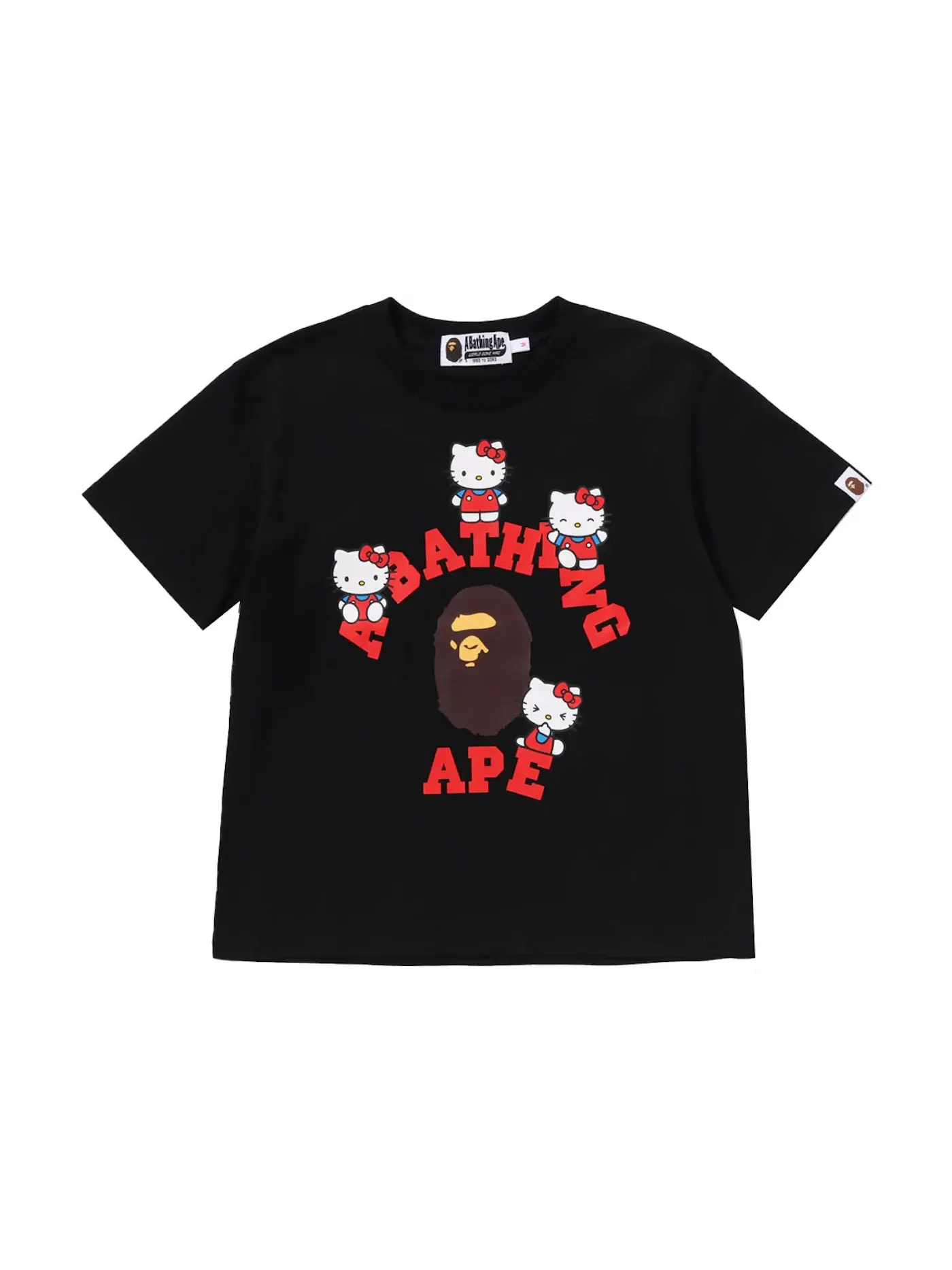 Женская футболка с принтом Hello Kitty College Mini Tee BAPE — изображение 1 из 2, черный