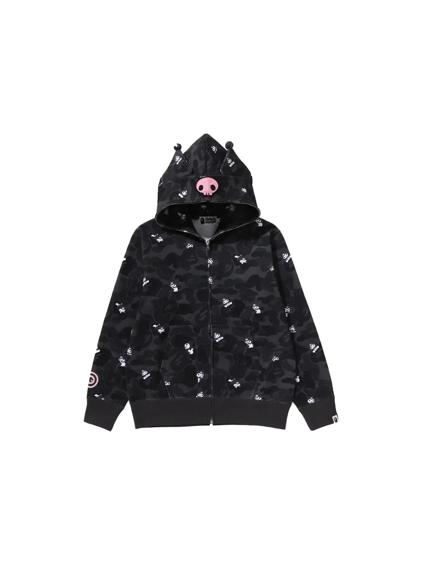 Женская худи с капюшоном с принтом BAPE x Sanrio Characters Kuromi Camo Full Zip Hoodie Ladies BAPE — изображение 1 из 1