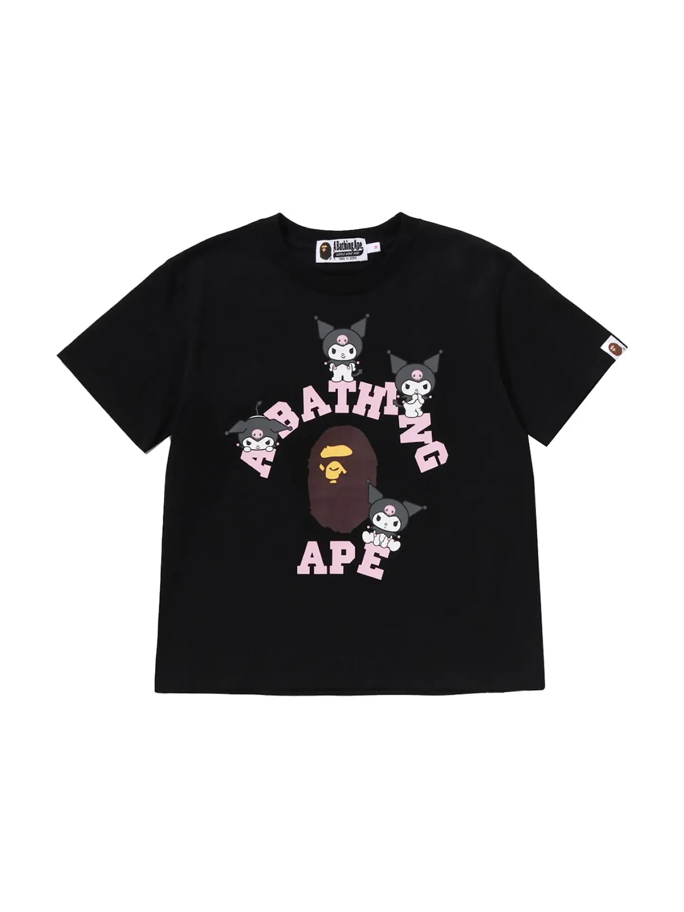 Женская футболка с принтом BAPE x Sanrio Characters Kuromi College Mini Tee BAPE — изображение 1 из 2, черный