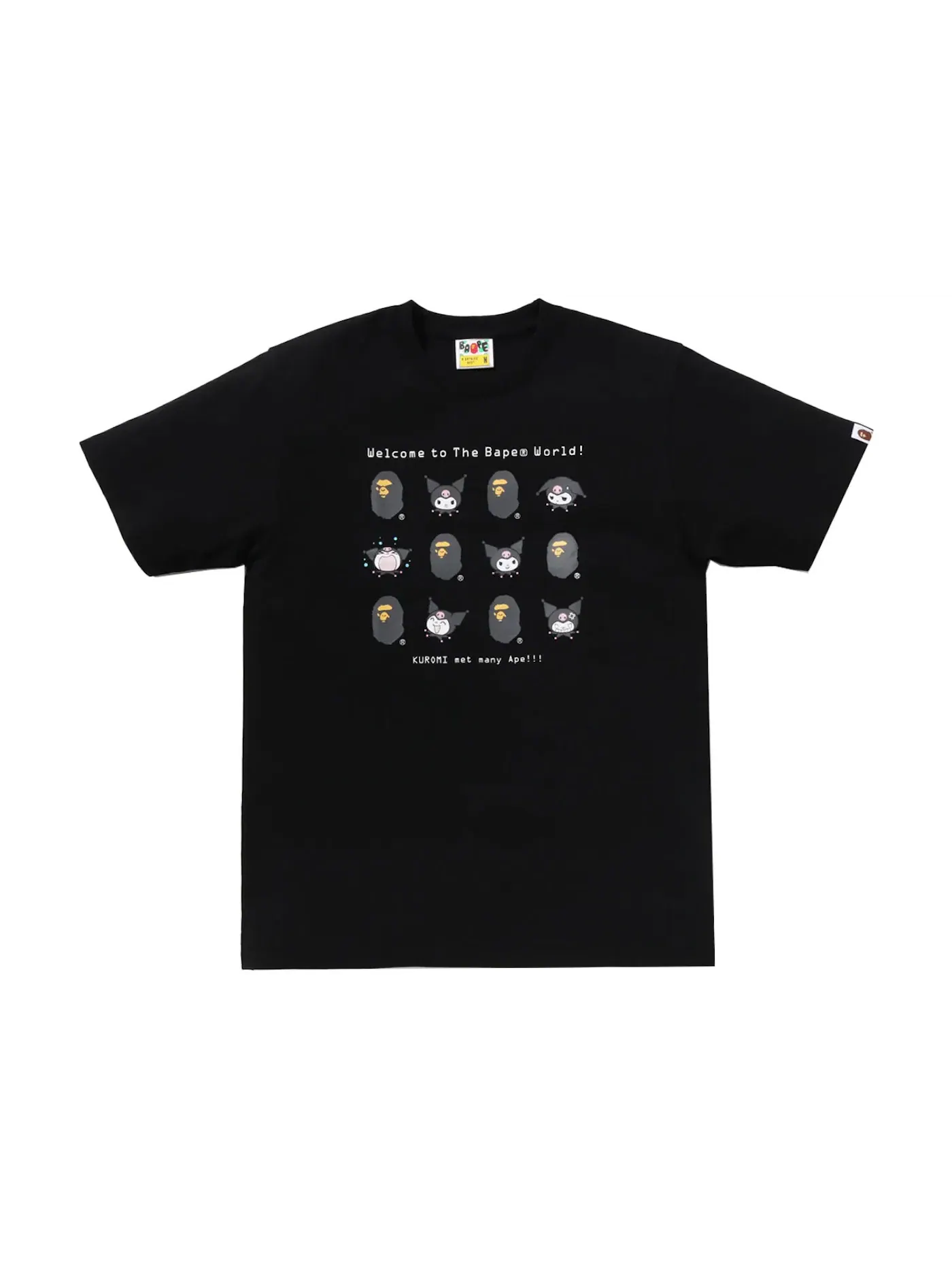 Женская футболка BAPE x Sanrio Characters Kuromi Welcome To The BAPE World! BAPE — изображение 1 из 1, черный