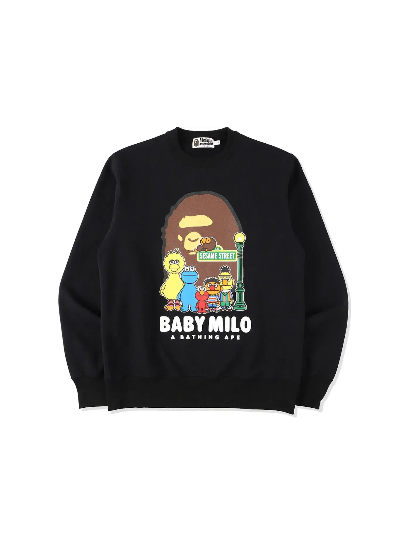 Мужской свитшот с принтом BAPE x Sesame Street Crewneck BAPE — изображение 1 из 2, черный
