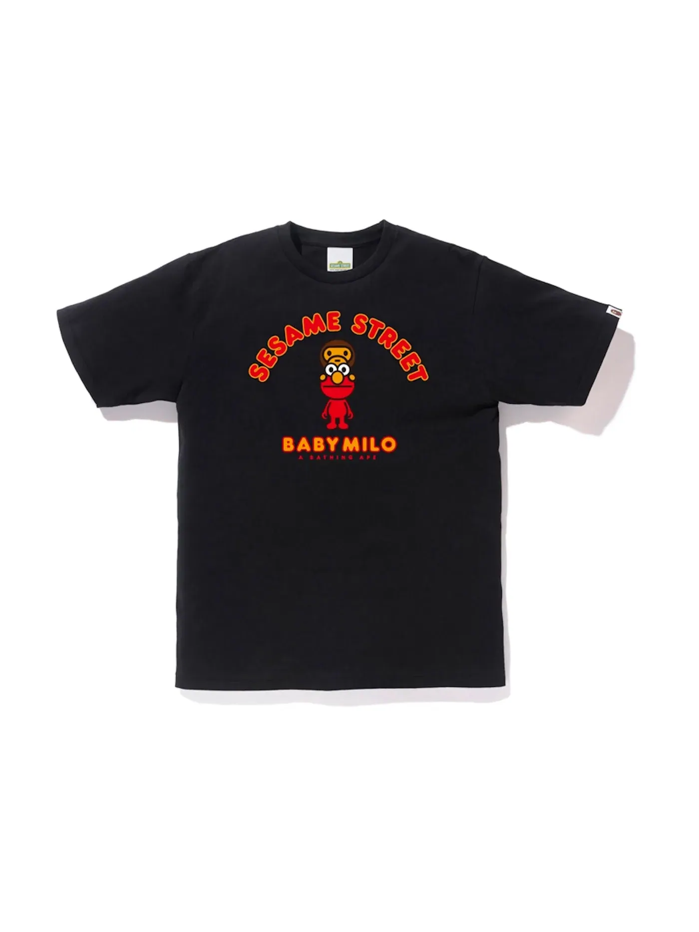 Мужская футболка с принтом BAPE x Sesame Street Milo & Elmo Tee BAPE — изображение 1 из 1, черный